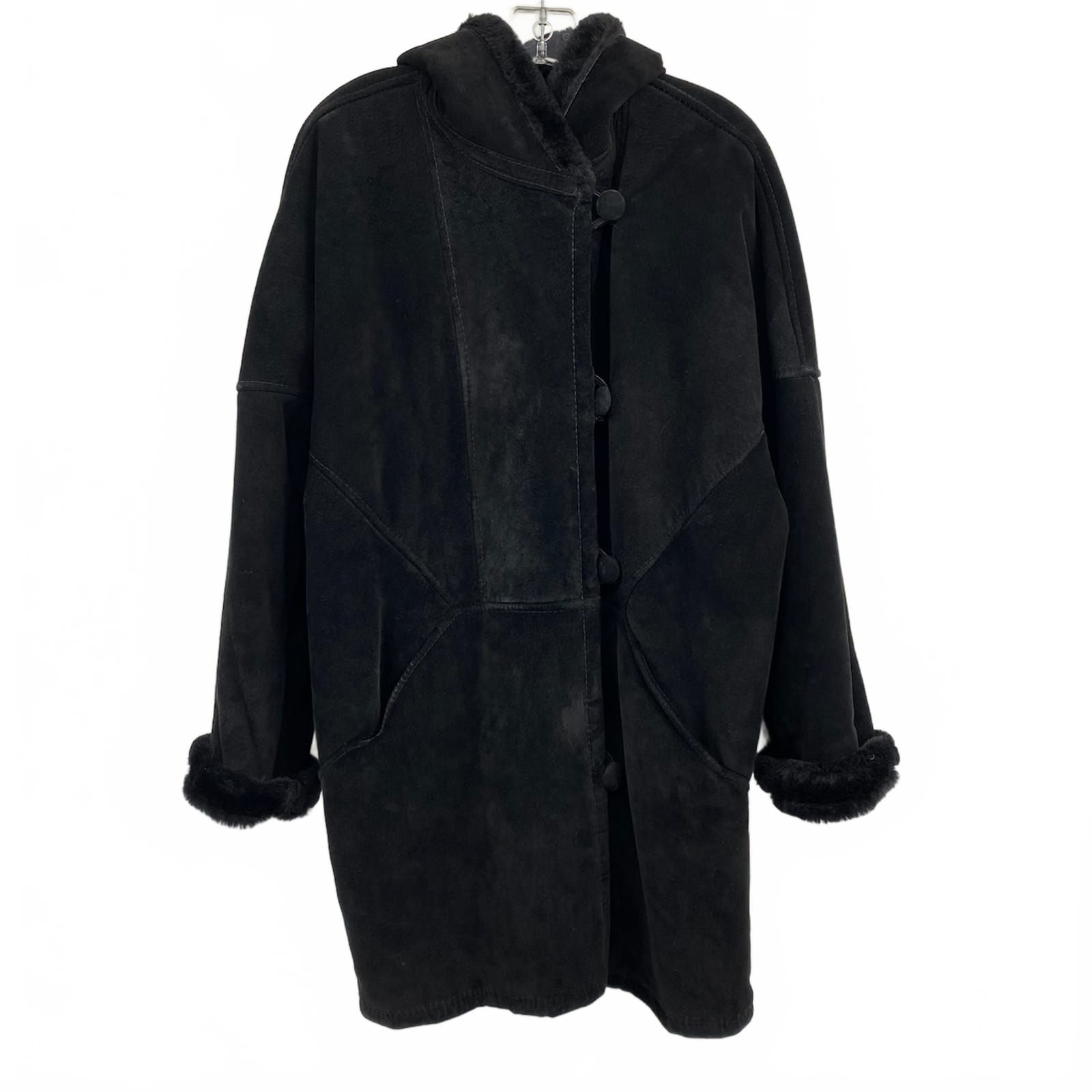 Marvin Richards Black Suede Faux Fur Lined Coat