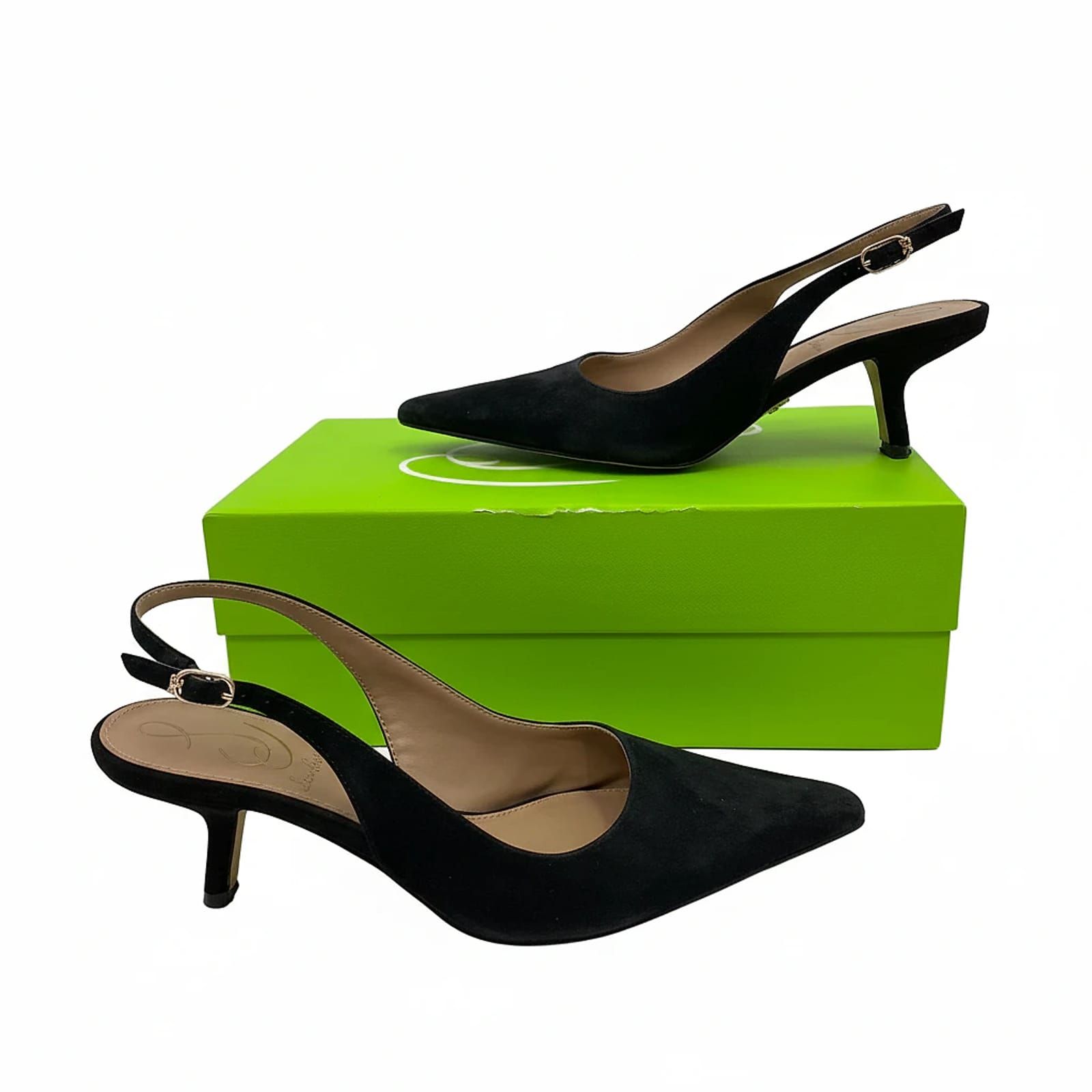 Sam Edelman Bianka Black Suede Slingback Heels
