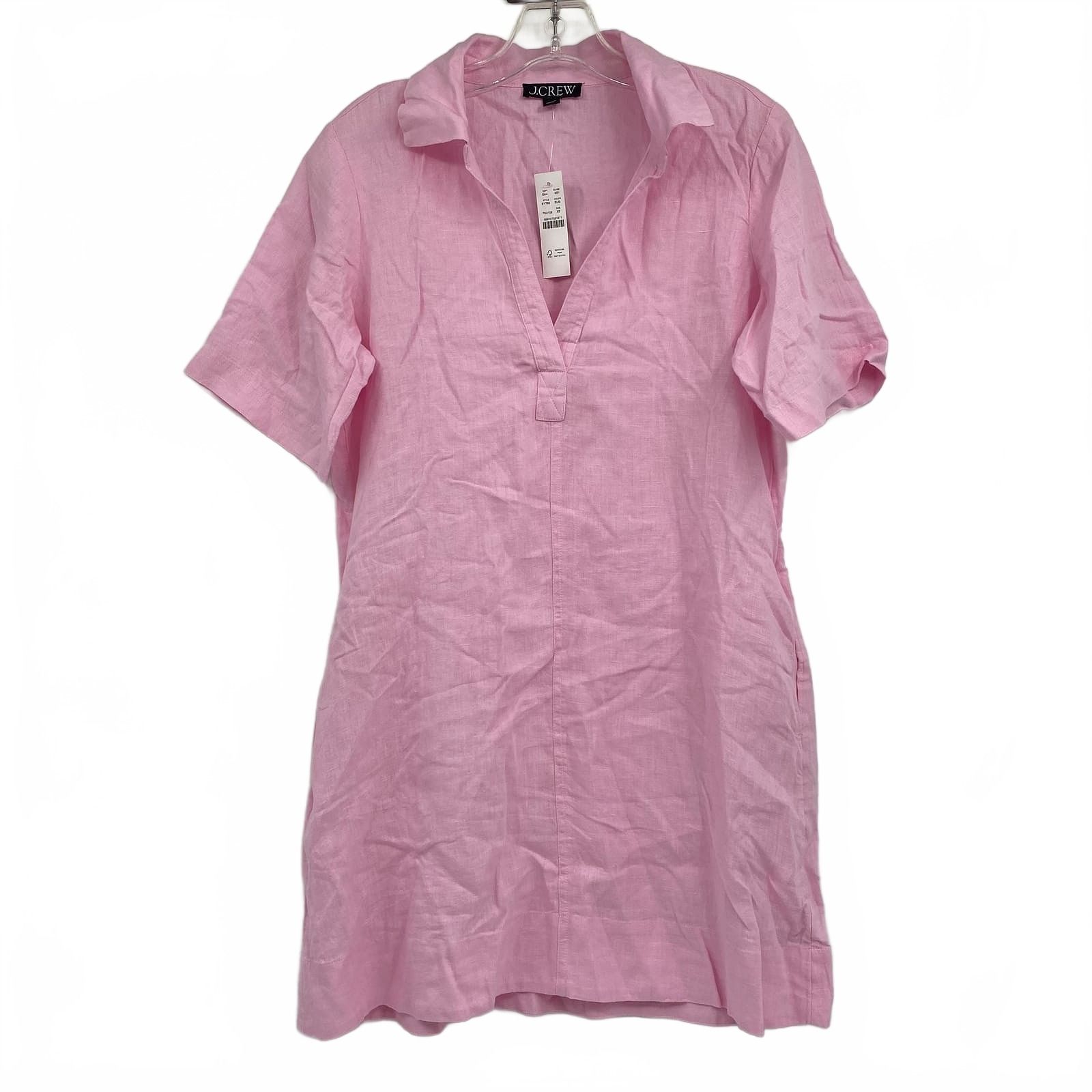 J. Crew Pink Linen Short Sleeve Mini Dress
