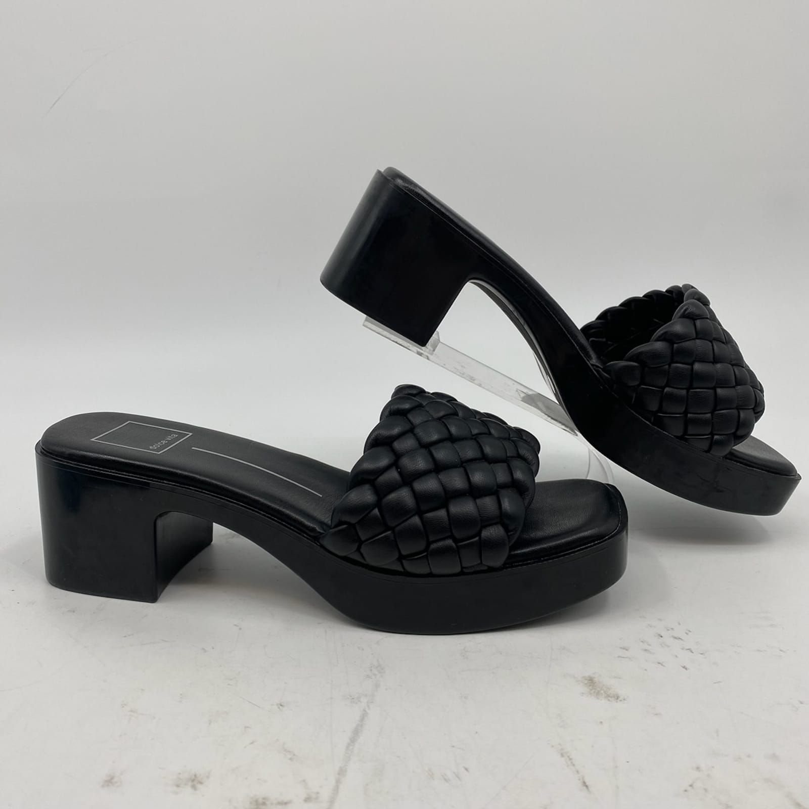 Dolce Vita Black Woven Slip-On Platform Sandals