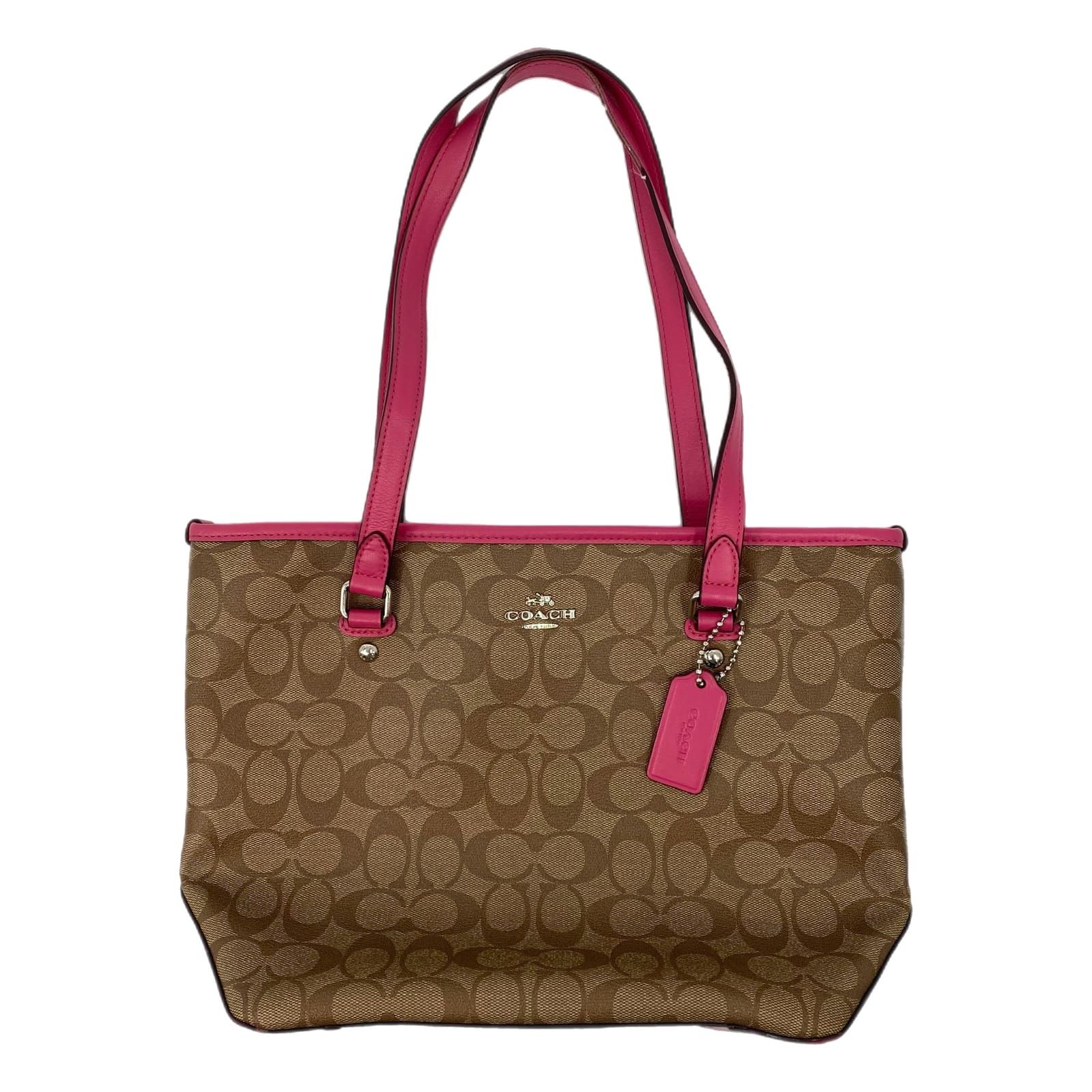 Coach Brown Pink Leather Tote