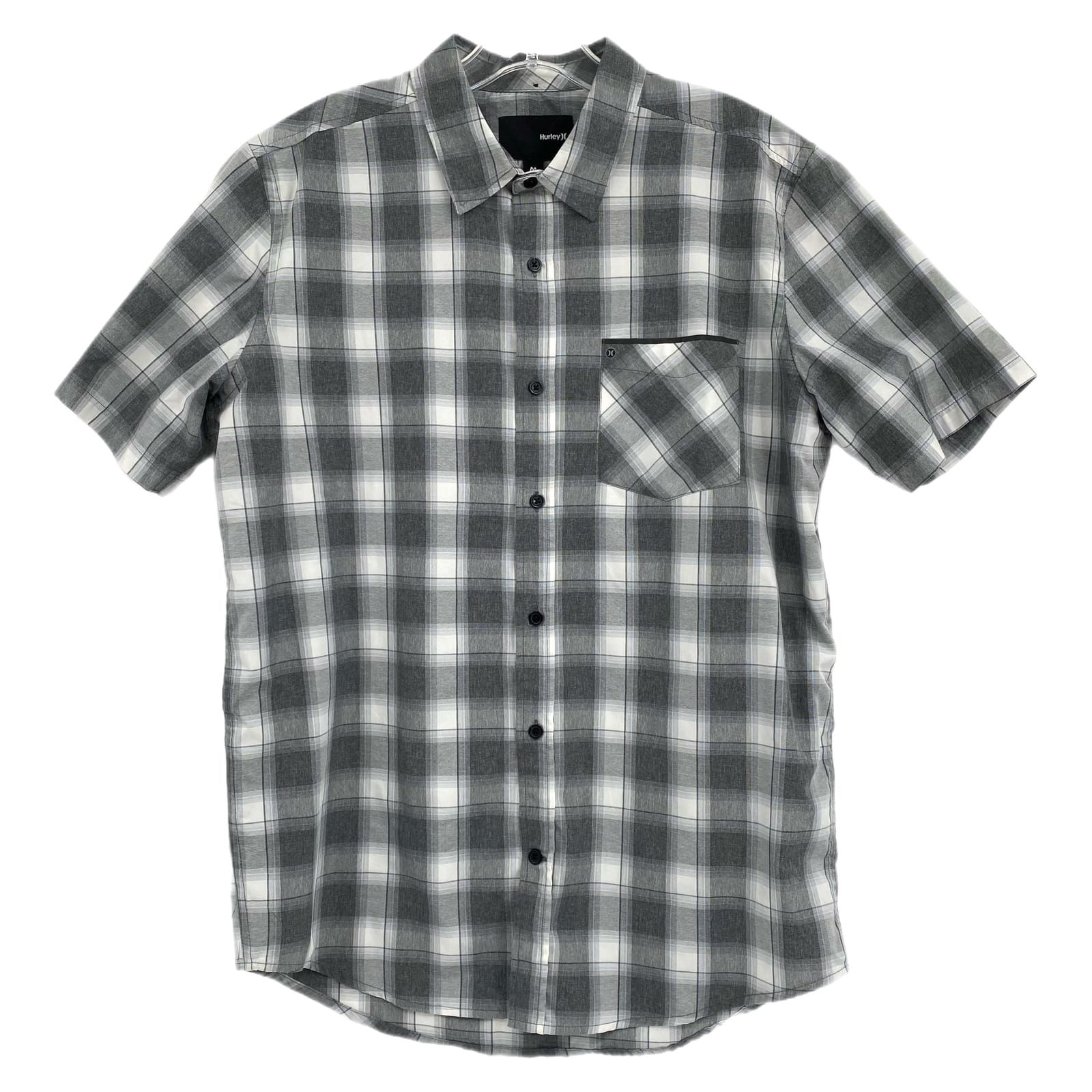 Hurley Gray Plaid Short Sleeve Button-Up Shirt