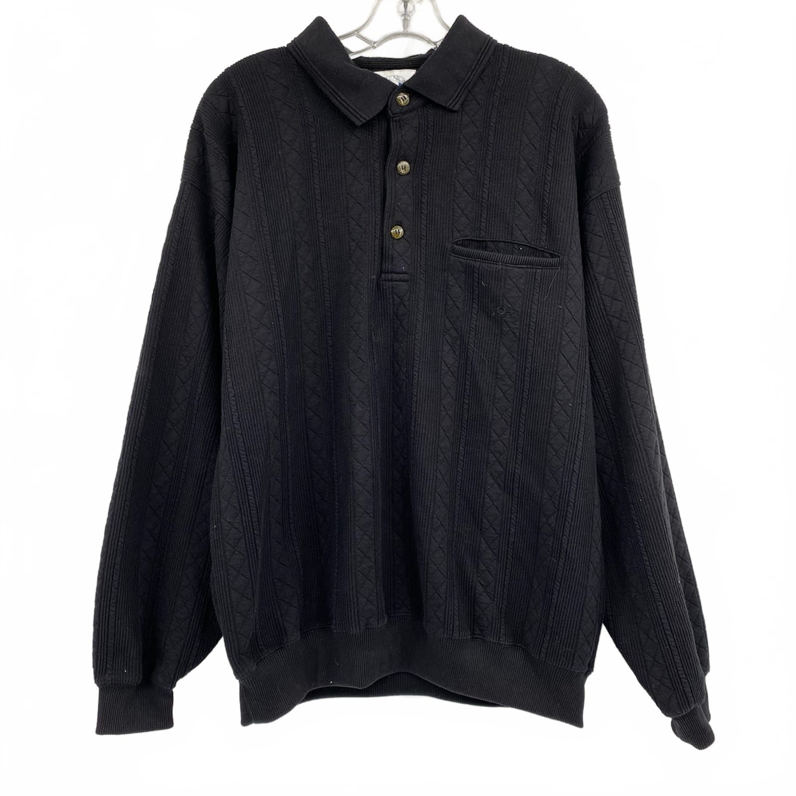 Greenline Sport Black Vintage Collared Pullover