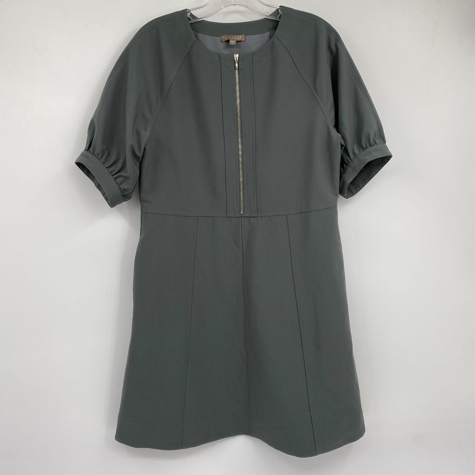 Lilla P Green Mini Dress Zipper Short