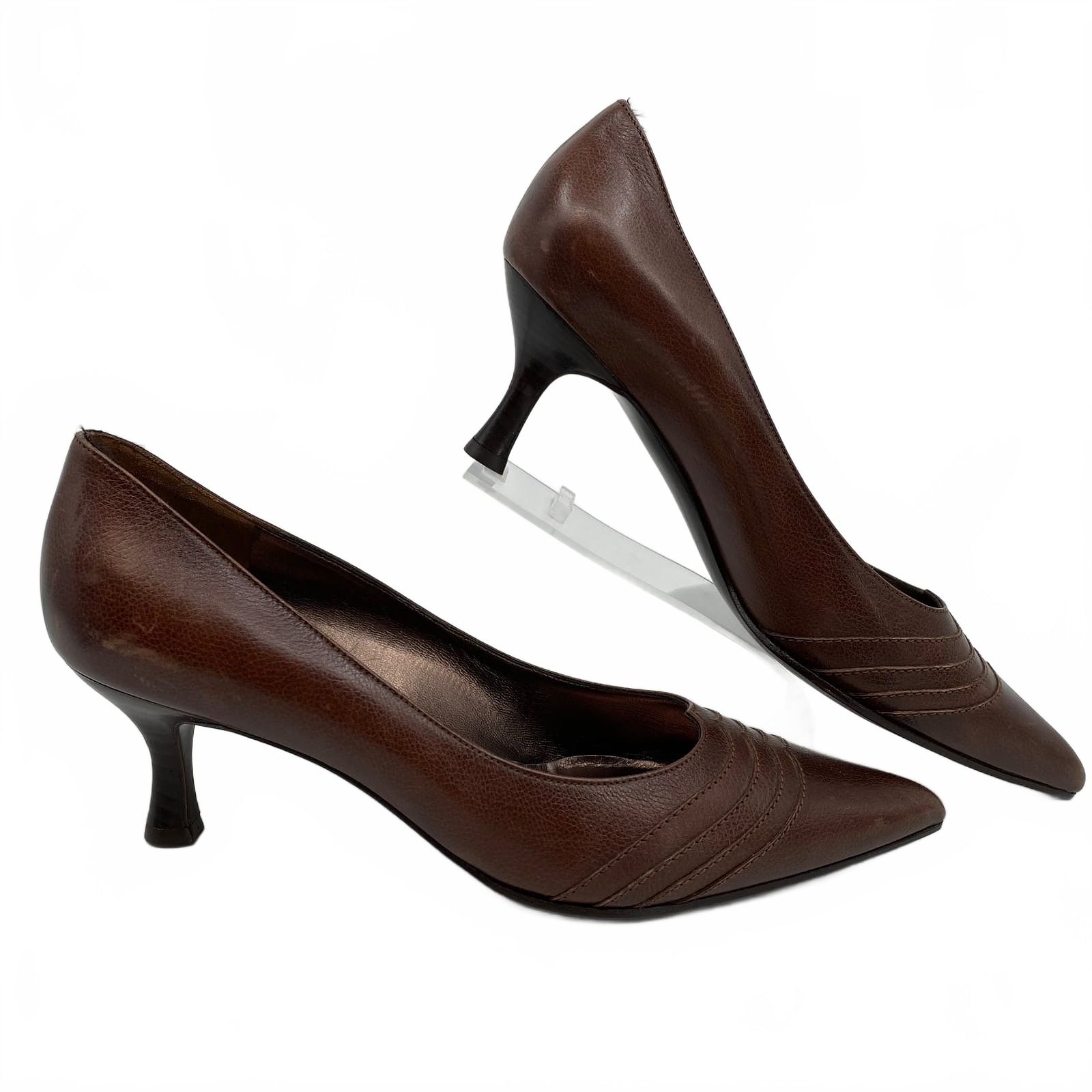 Salvatore Ferragamo Brown Pointed Toe Heels