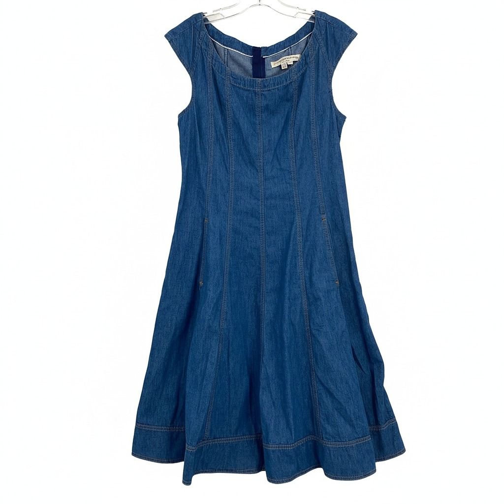 Pilcro and the Letterpress Blue Denim Panel Midi Dress