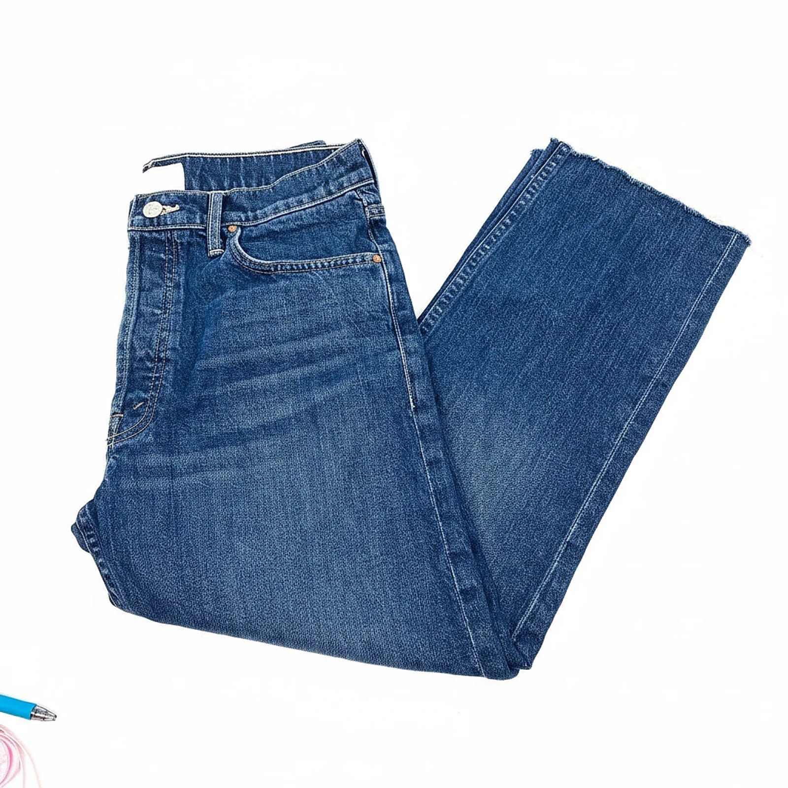 MOTHER Blue Tomcat Ankle Fray Jeans