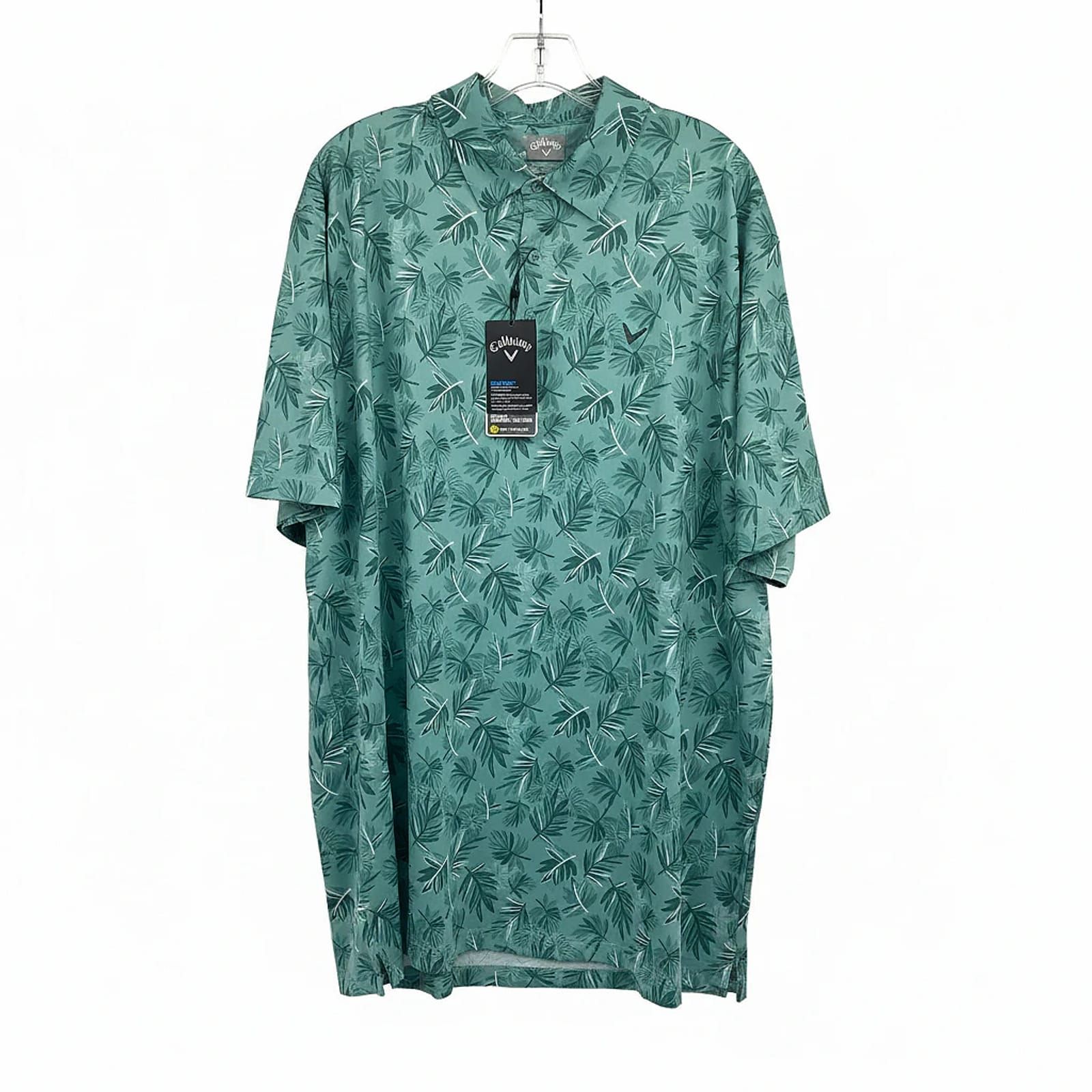 Callaway Green Leaf Print Polo Shirt