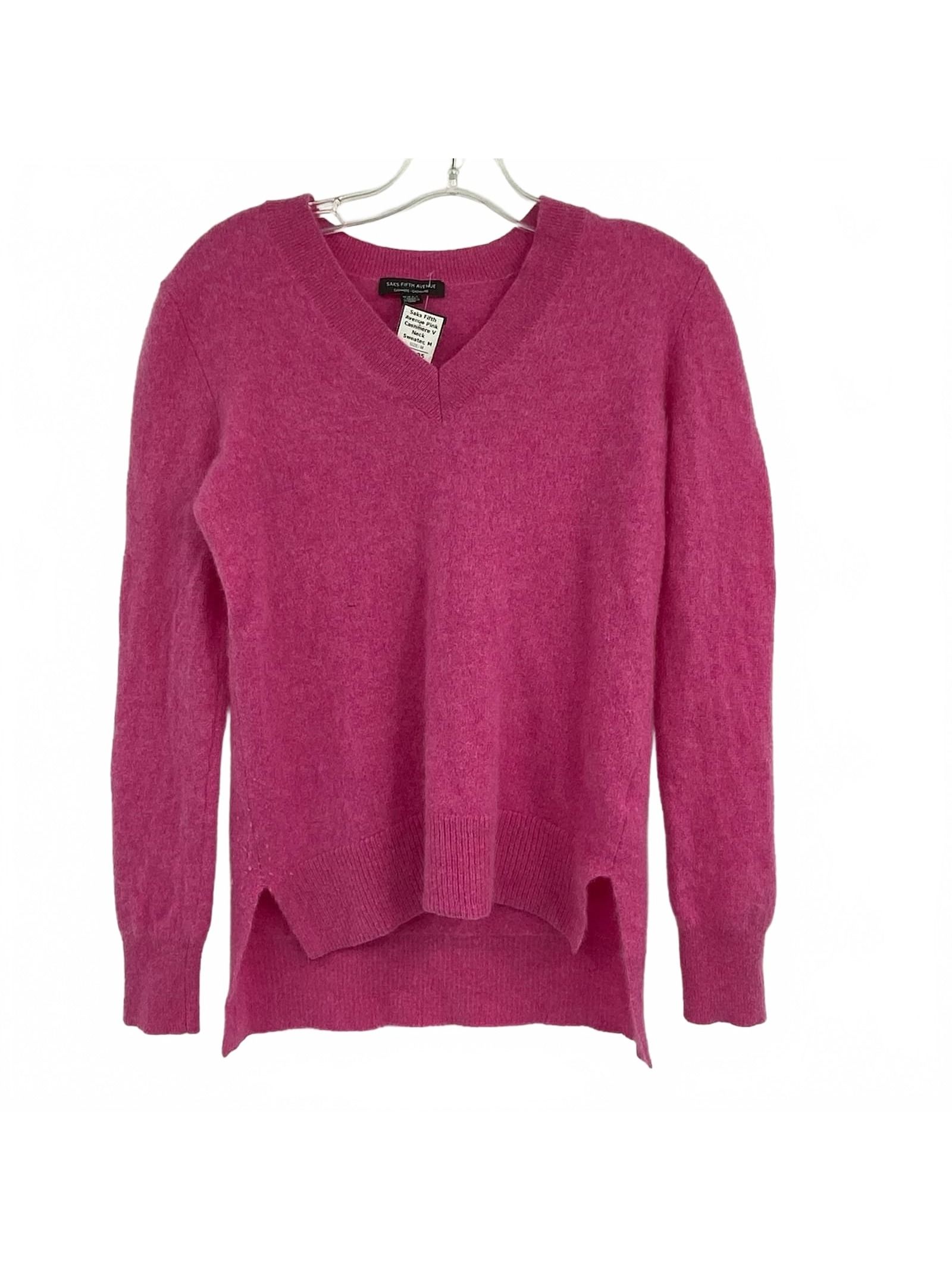 Saks Fifth Avenue Pink Cashmere V-Neck Sweater