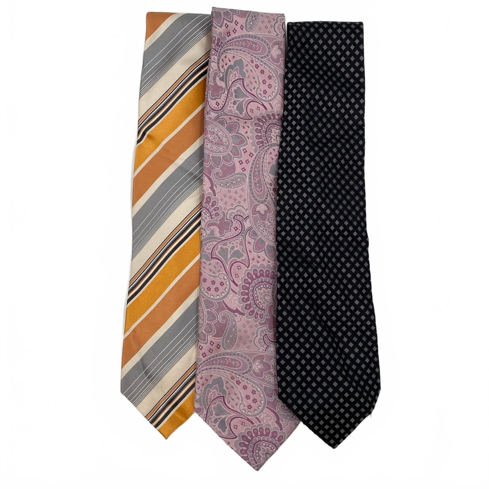 Geoffrey Beene Orange Purple Black Silk Ties