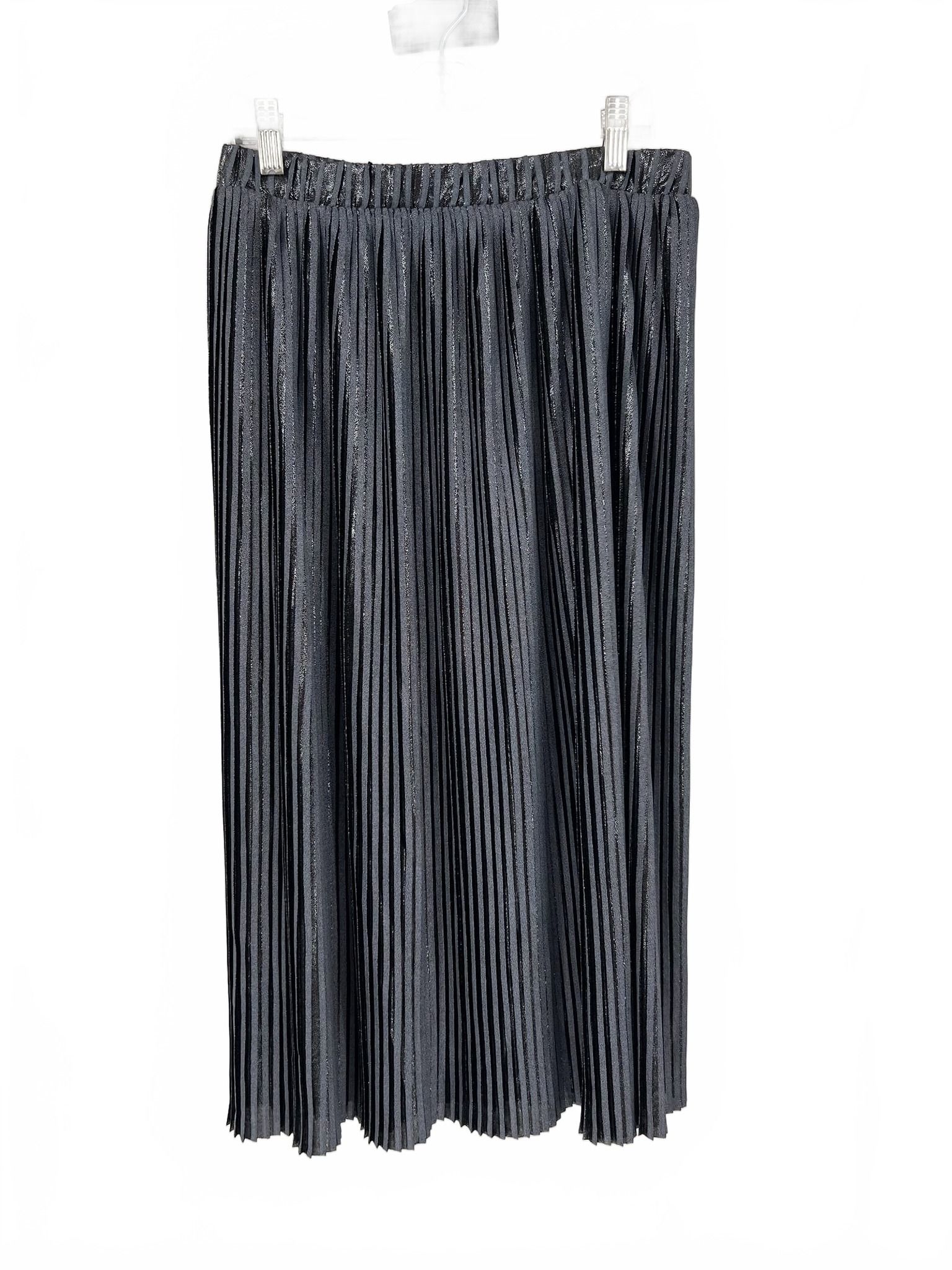Zara Collection Black/Grey Metallic Pleated Midi