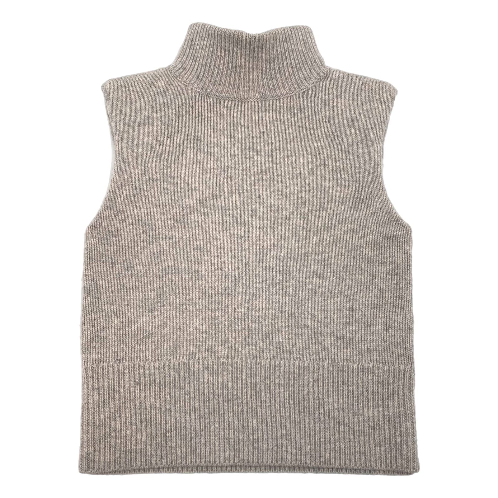 Mint Velvet Beige Cashmere Wool Sleeveless Turtleneck Sweater