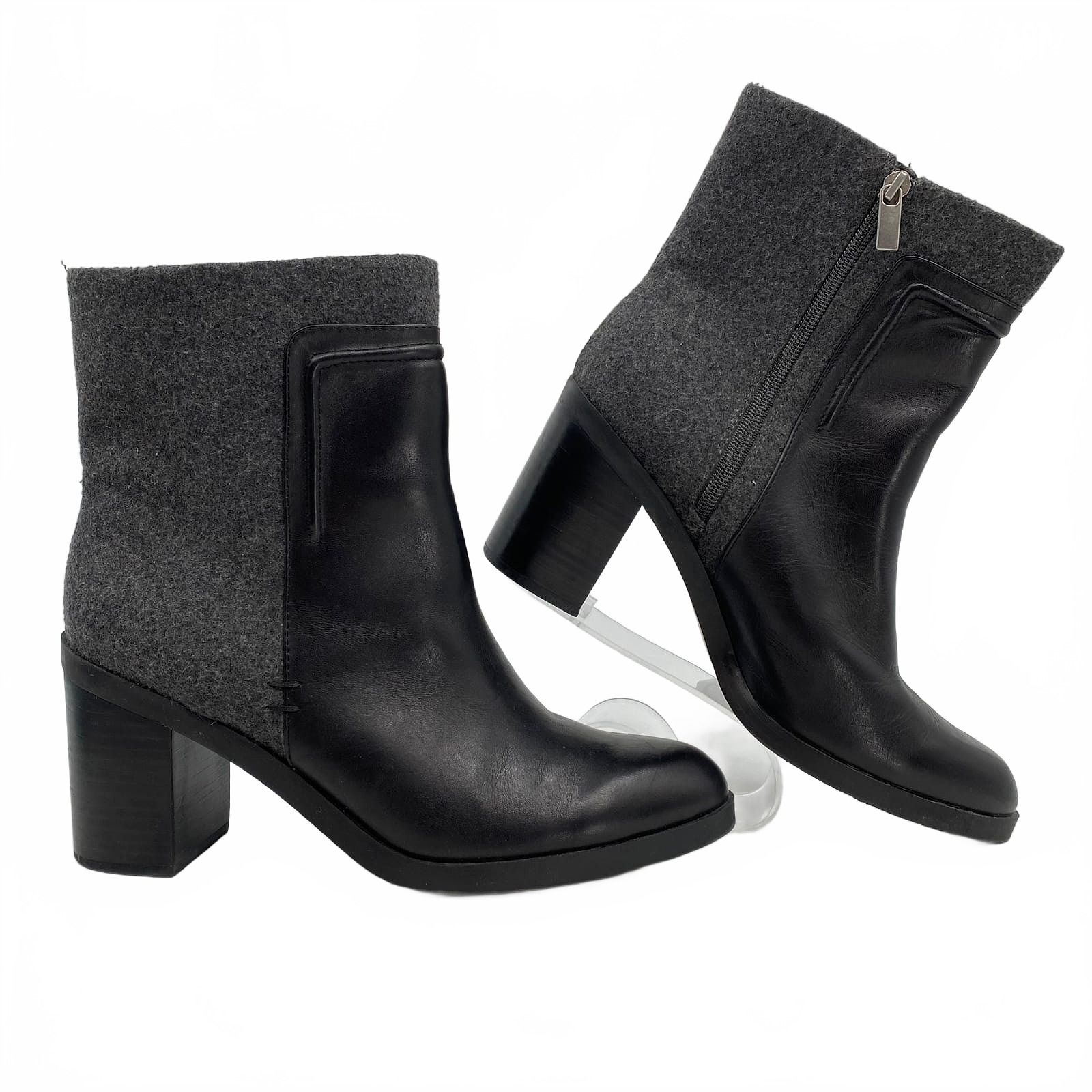 Charles David Black Gray Heeled Ankle Boots