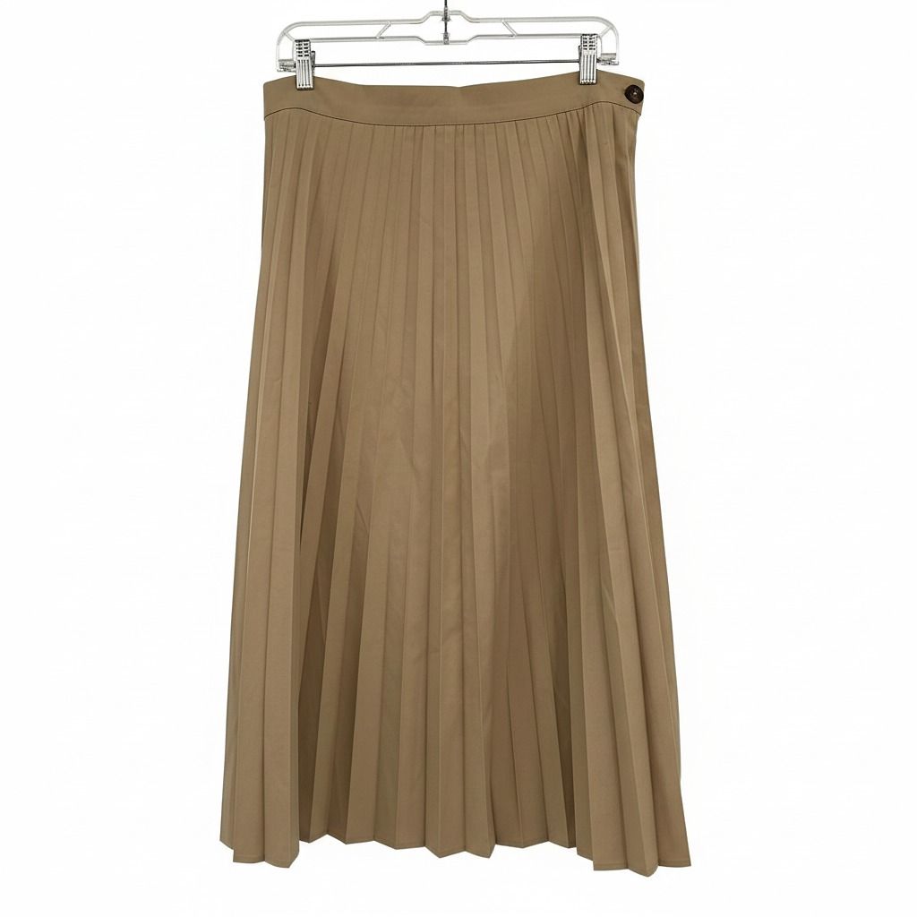 Barbour Tan Rosefield Pleated Midi Skirt