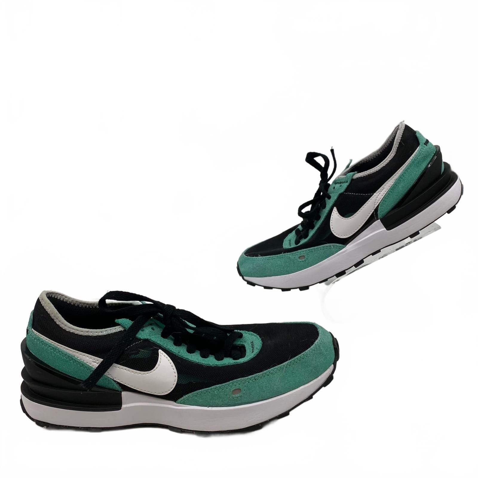 Nike Black & Green Waffle One Kids Sneakers