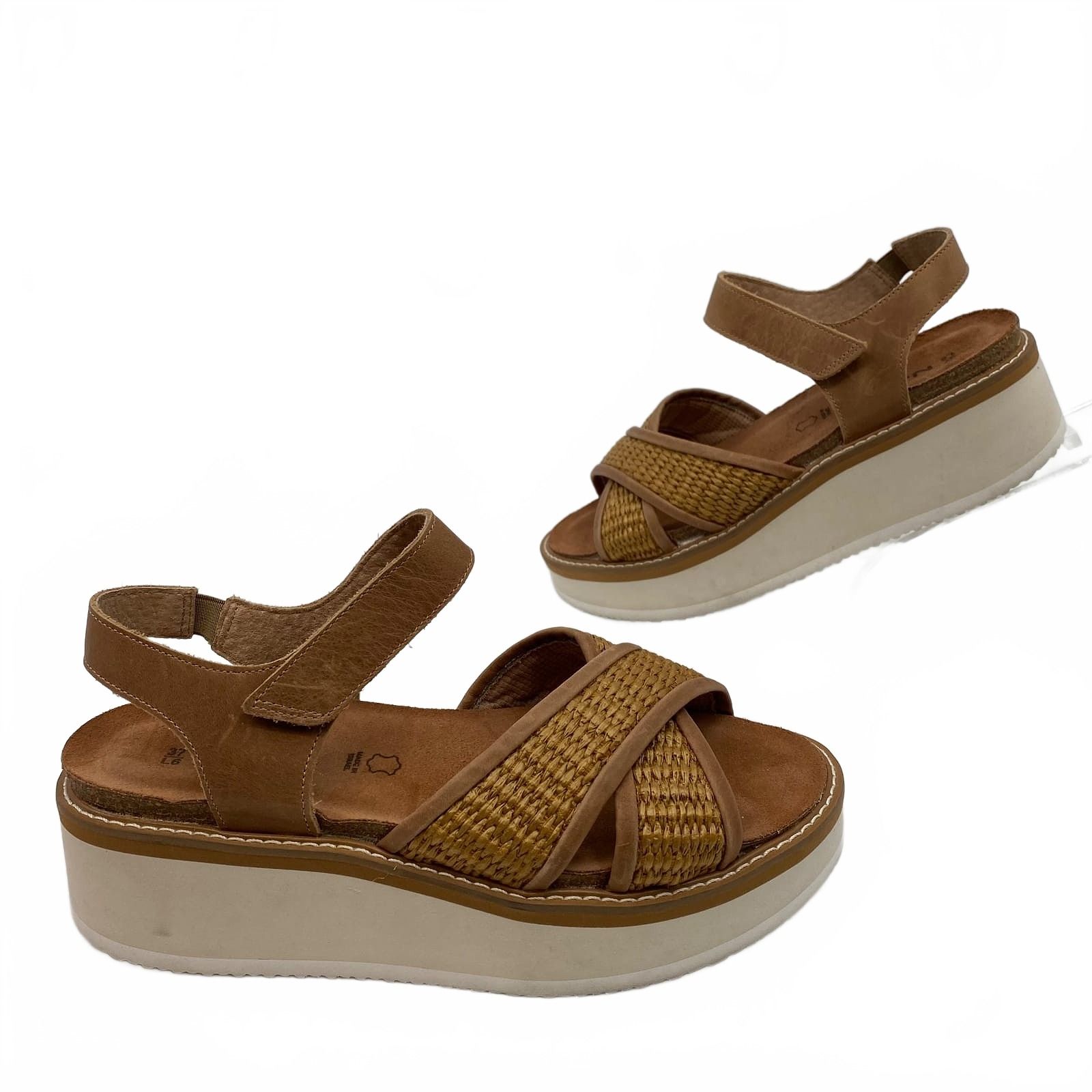 Naot Brown Sandals Woven straw Platform