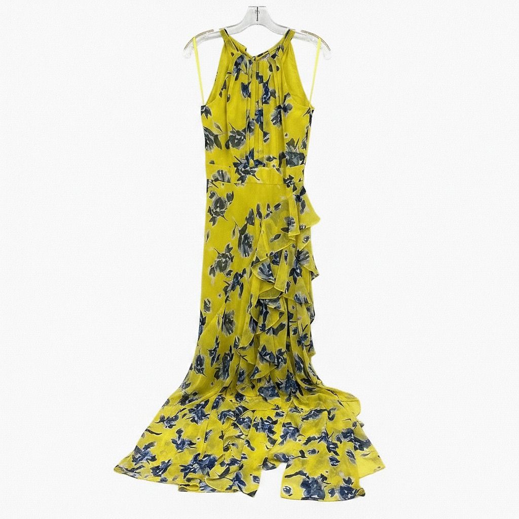 Eliza J Yellow Blue Floral Maxi Dress