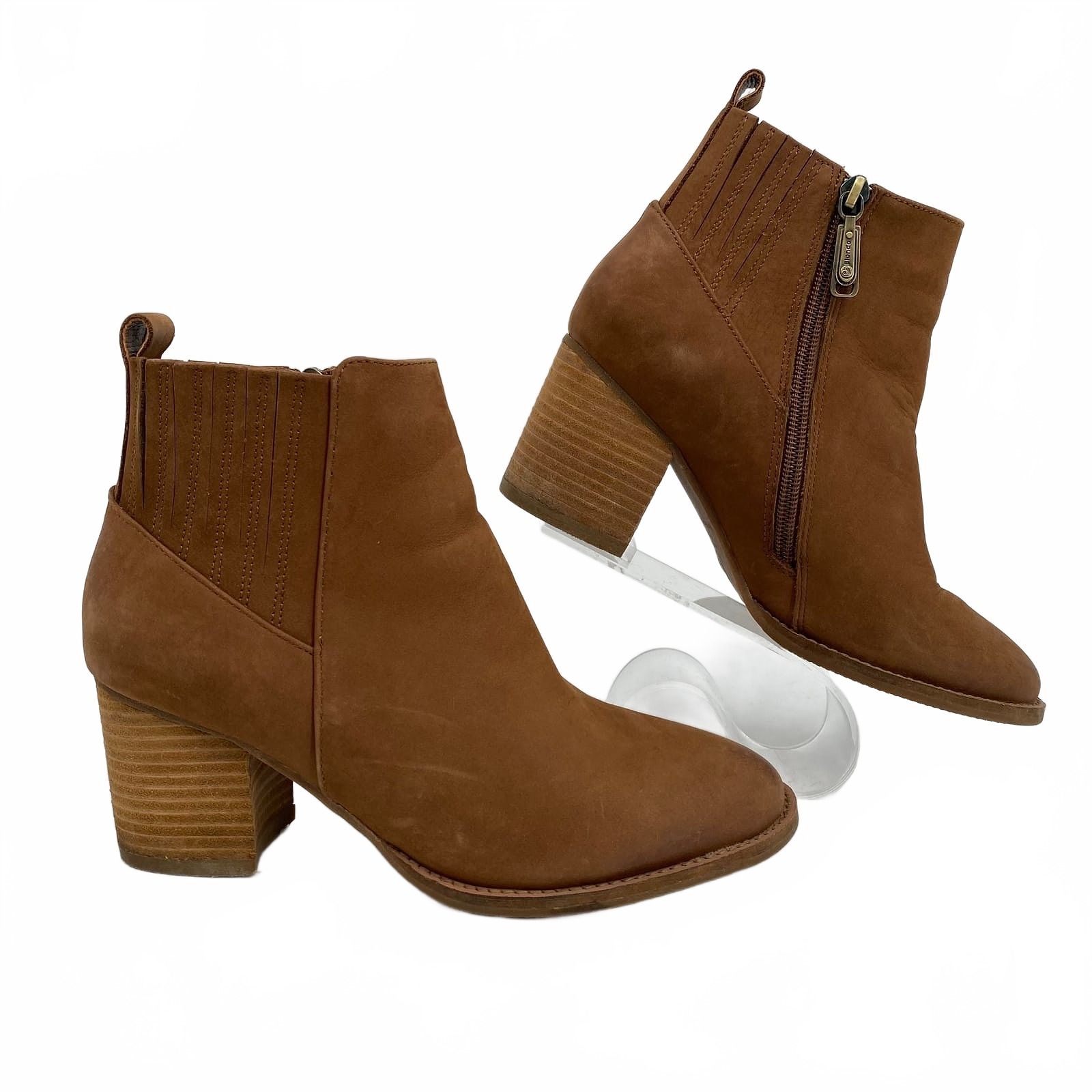 Blondo Brown Leather Heeled Ankle Boots
