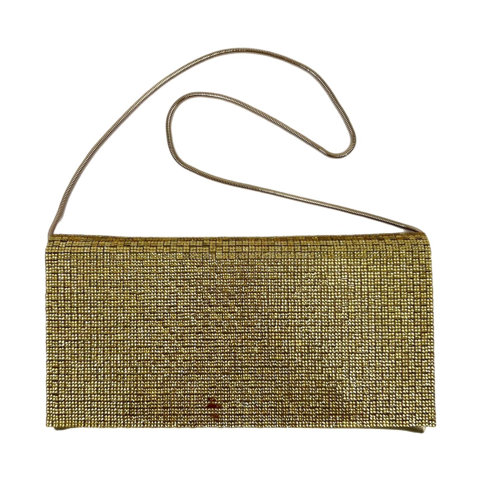 Neiman Marcus Gold Rhinestone Flap Front Clutch