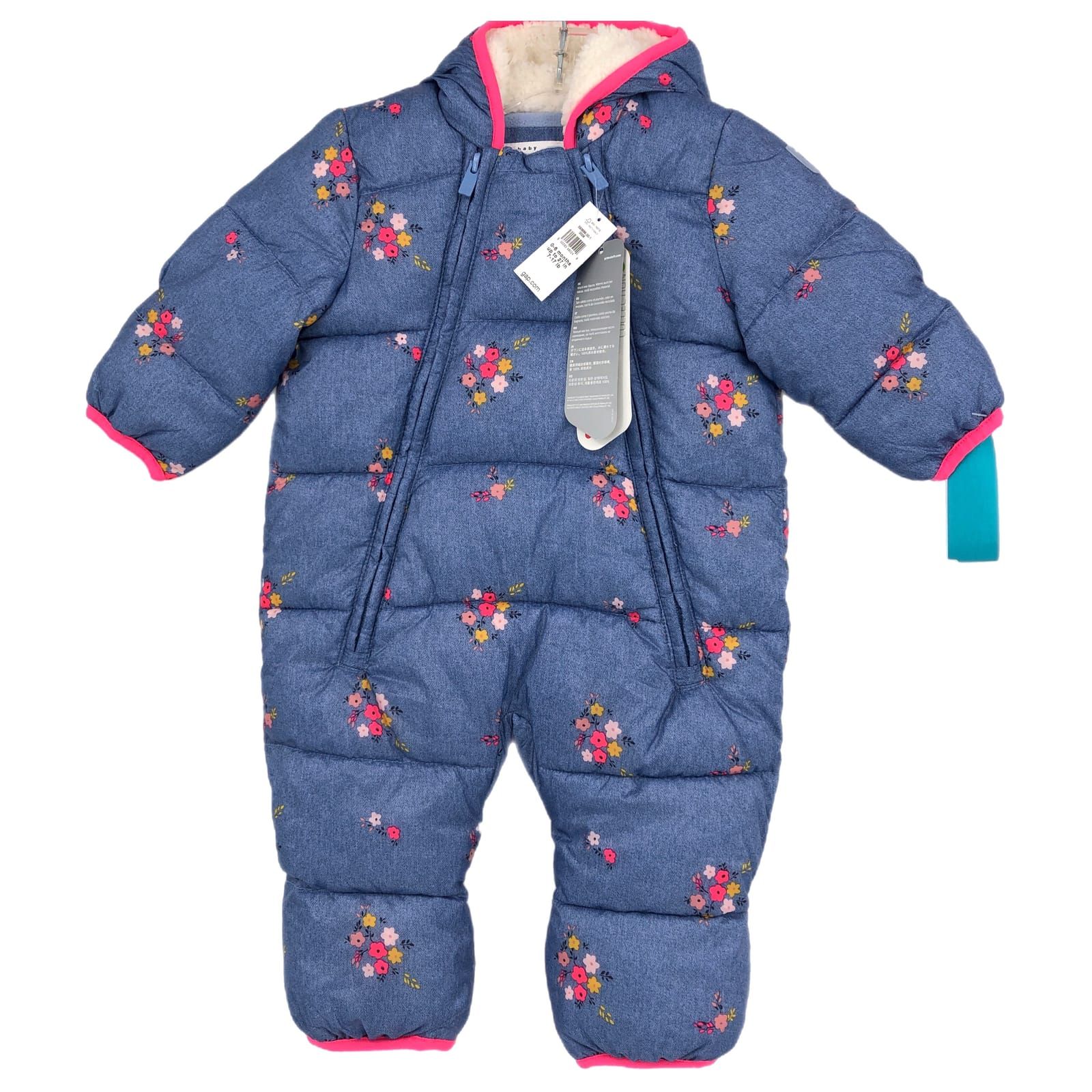 GAP Blue & Pink Floral Puffer Jacket