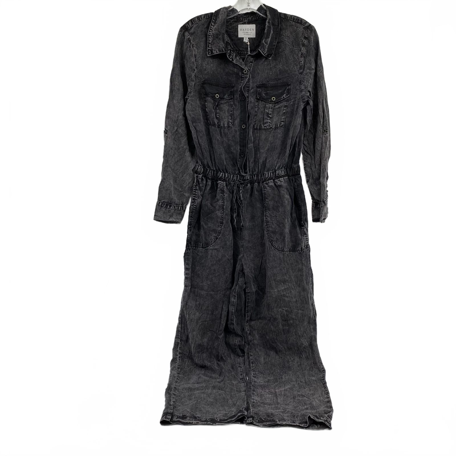 Hayden Washed Black Button Up Jumpsuit