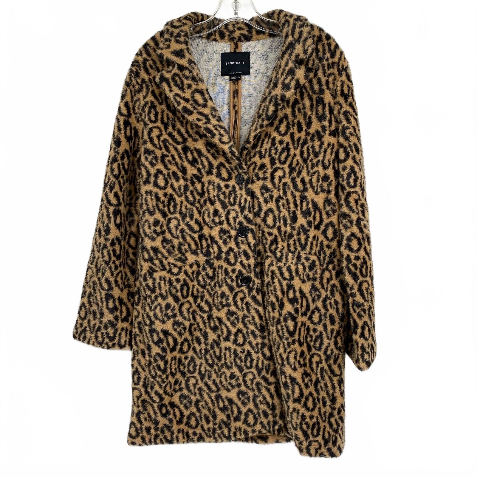Sanctuary Brown Black Faux Fur Nylon Pea Coat