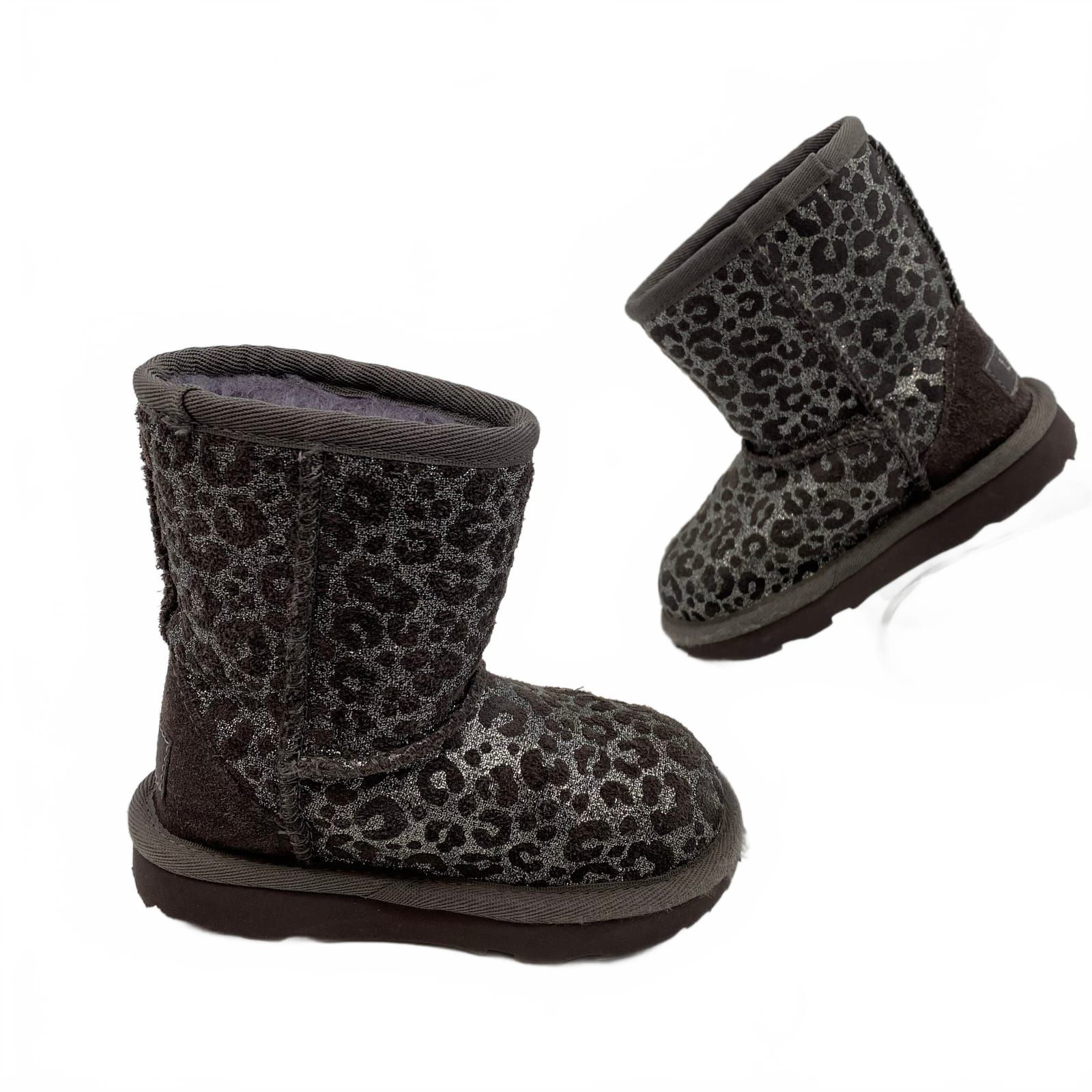 UGG Kids Silver Animal Print Suede Bootie