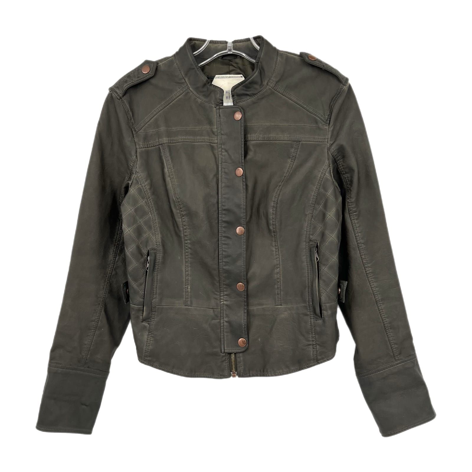 Hei Hei Gray Zip-Up Faux Leather Jacket