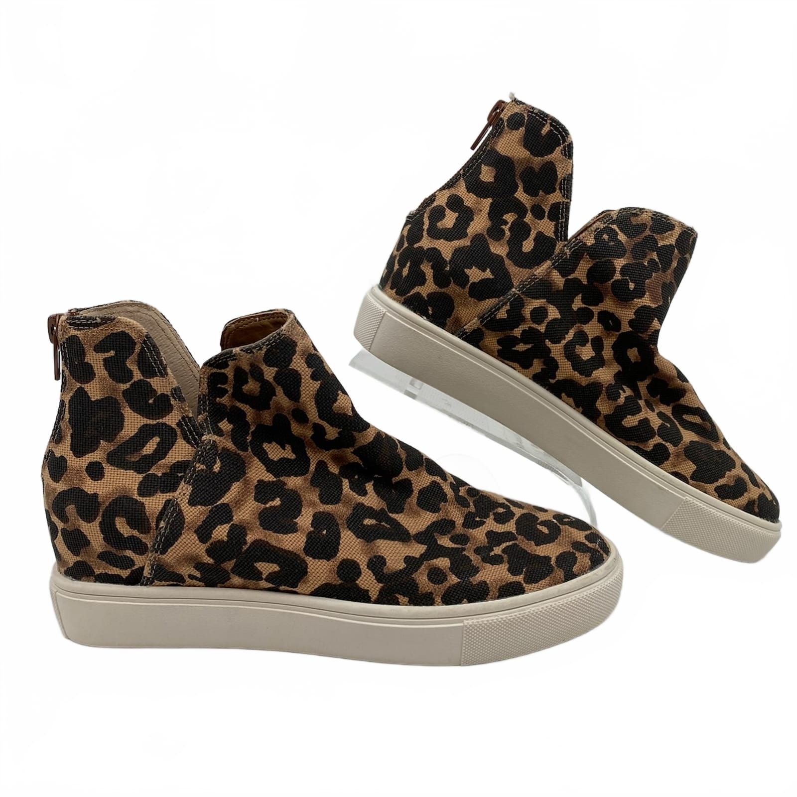 Steve Madden Brown Black Leopard Print Claud Canvas Sneakers