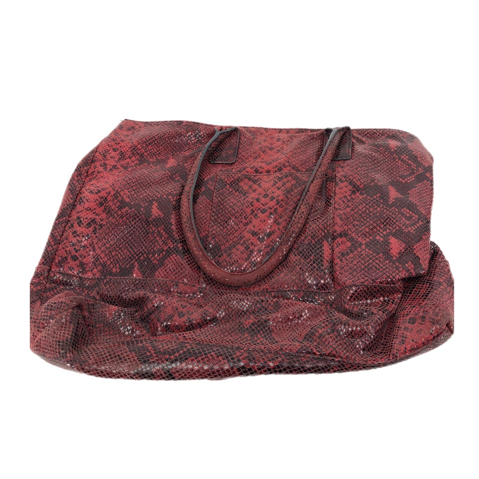 Halogen Red Animal Print Leather Tote