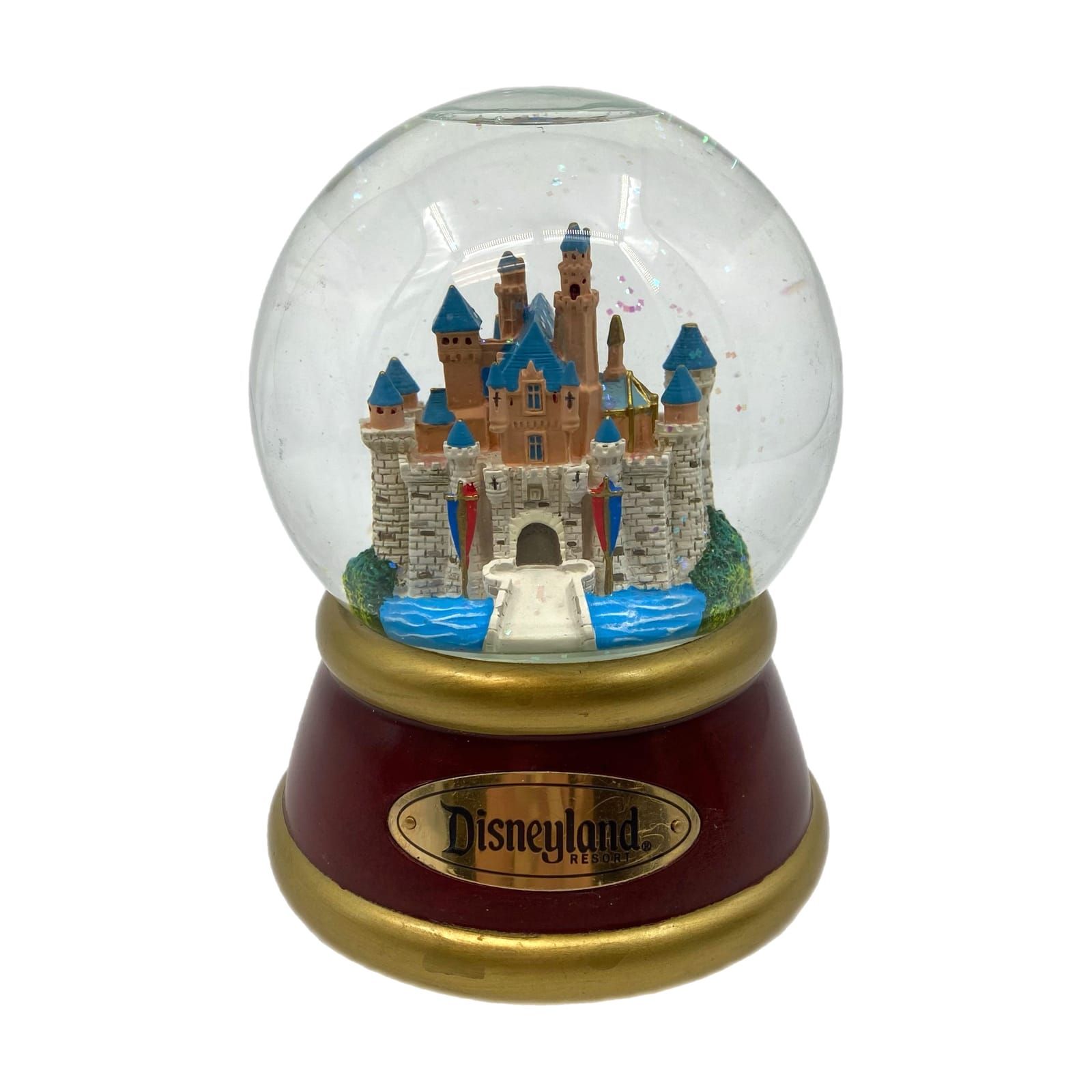 Disneyland Red Gold Castle Snow Globe