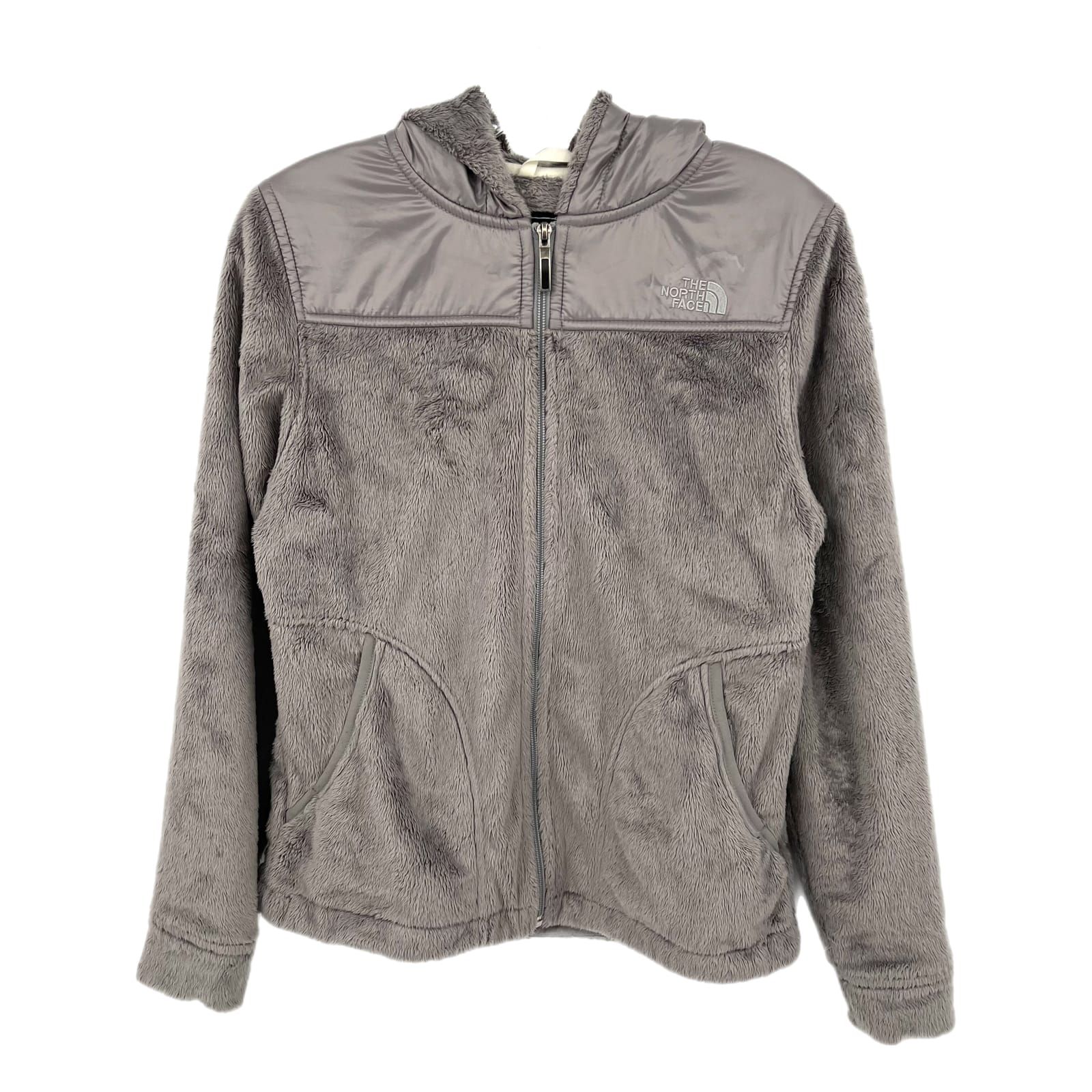 The North Face Gray Hooded Fuzzy Teddy Jacket