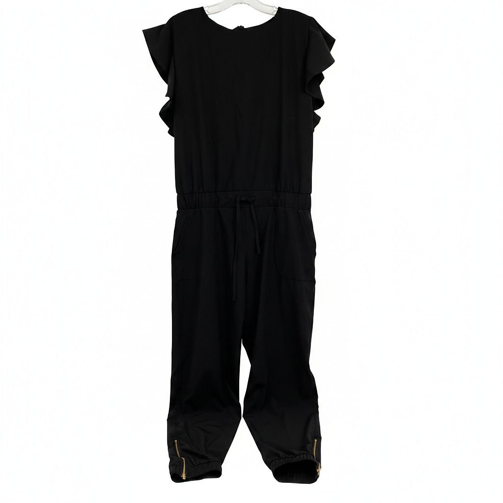 Albion Black Ruffle Shoulder Jogger Jumpsuit