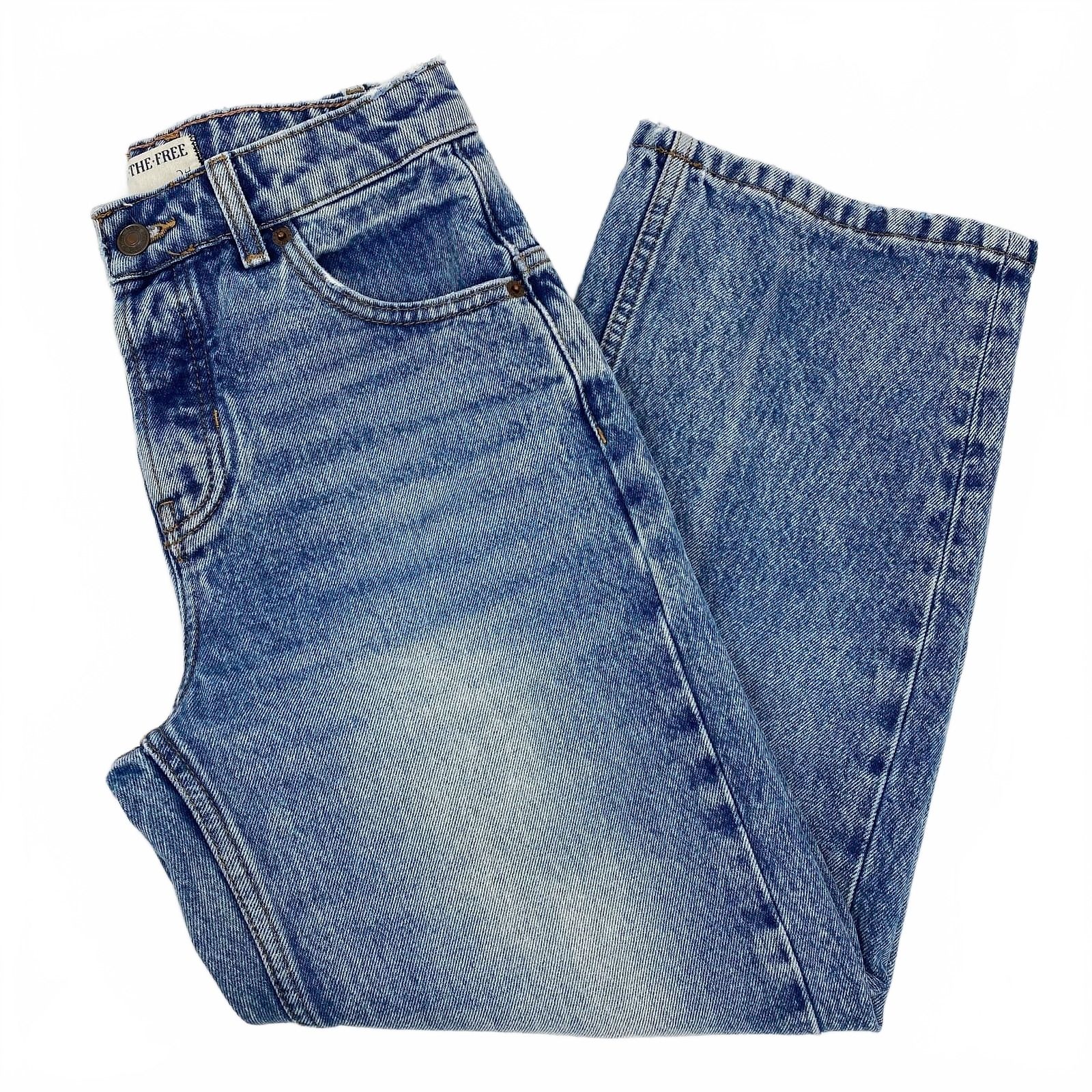 We The Free Blue Ankle Jeans Light Wash Straight Leg