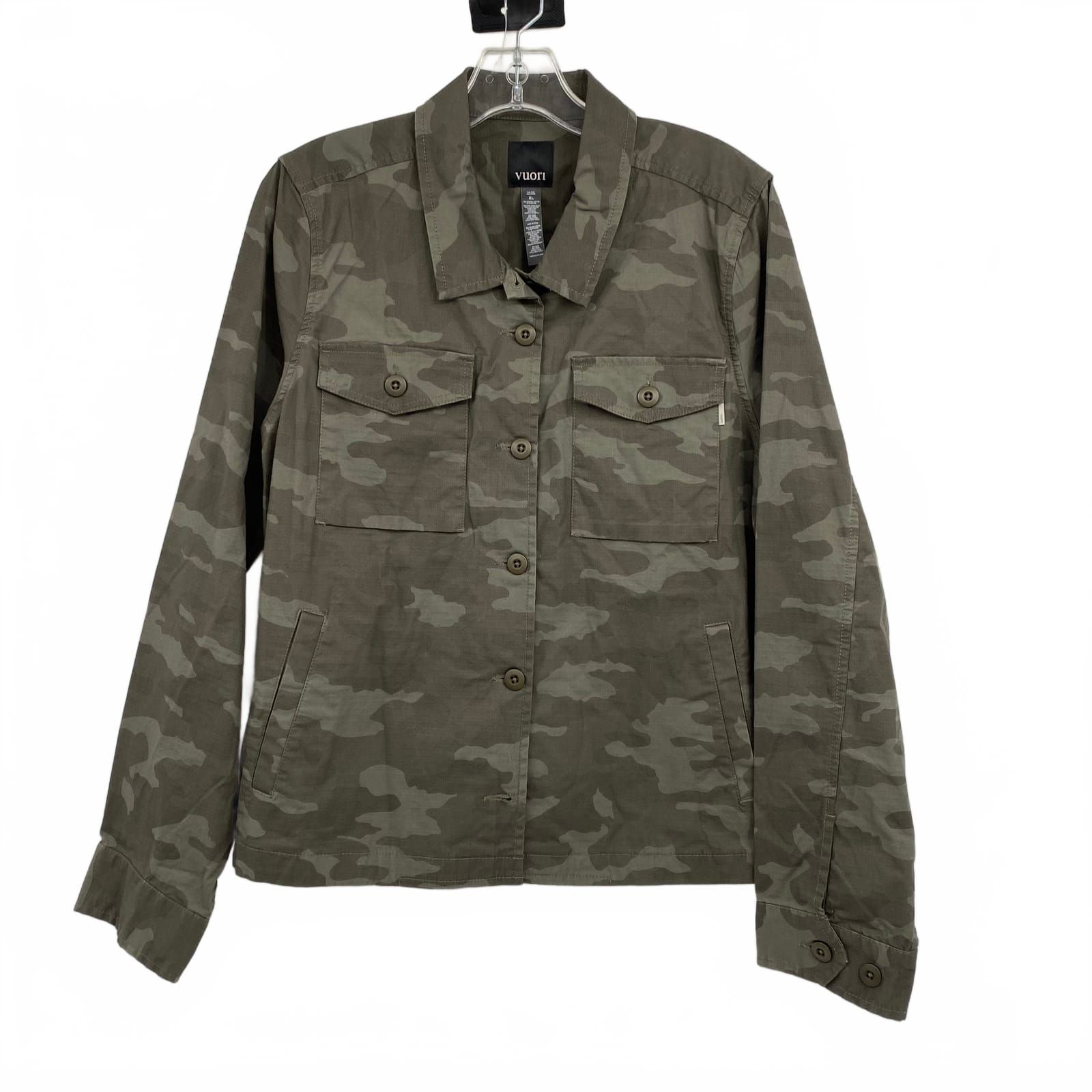 Vuori Green Camouflage Cotton Blend Utility Jacket