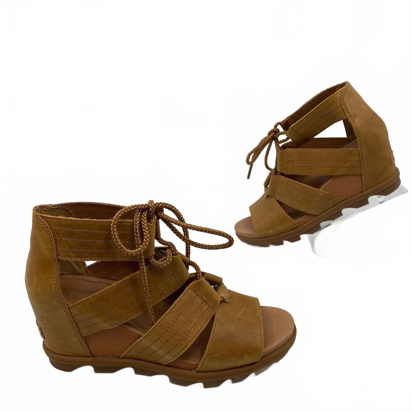Sorel Tan Leather Gladiator Wedges