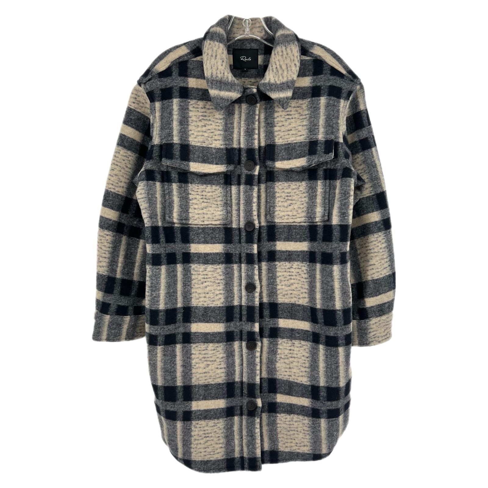Rails Tan Black Plaid Button-Up Teddy Jacket