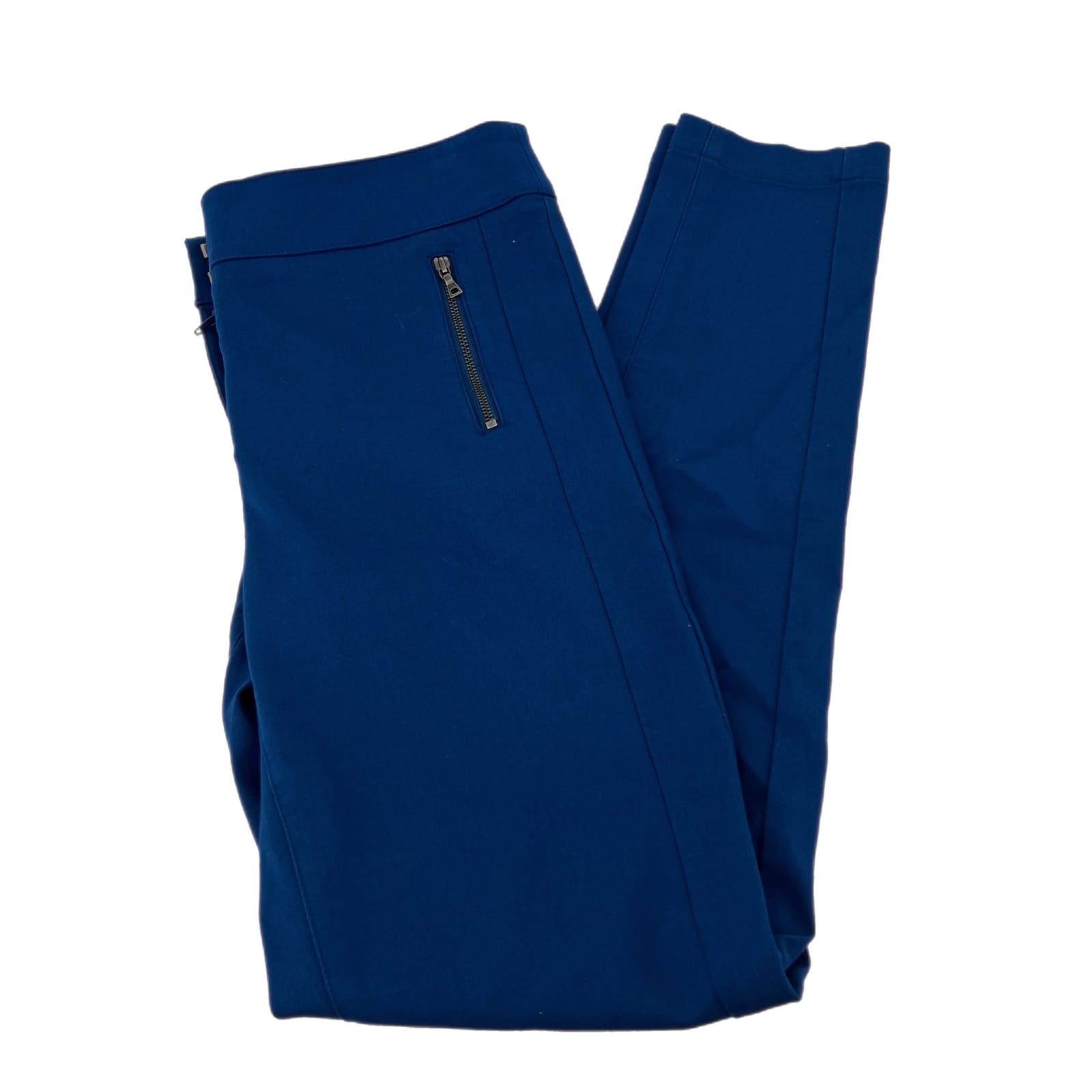 LOFT Blue Cotton Straight Leg Trousers