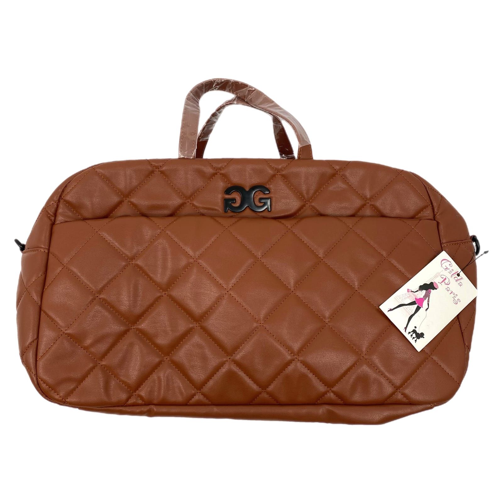 Gilda Paris Brown Quilted Weekender Duffle Bag