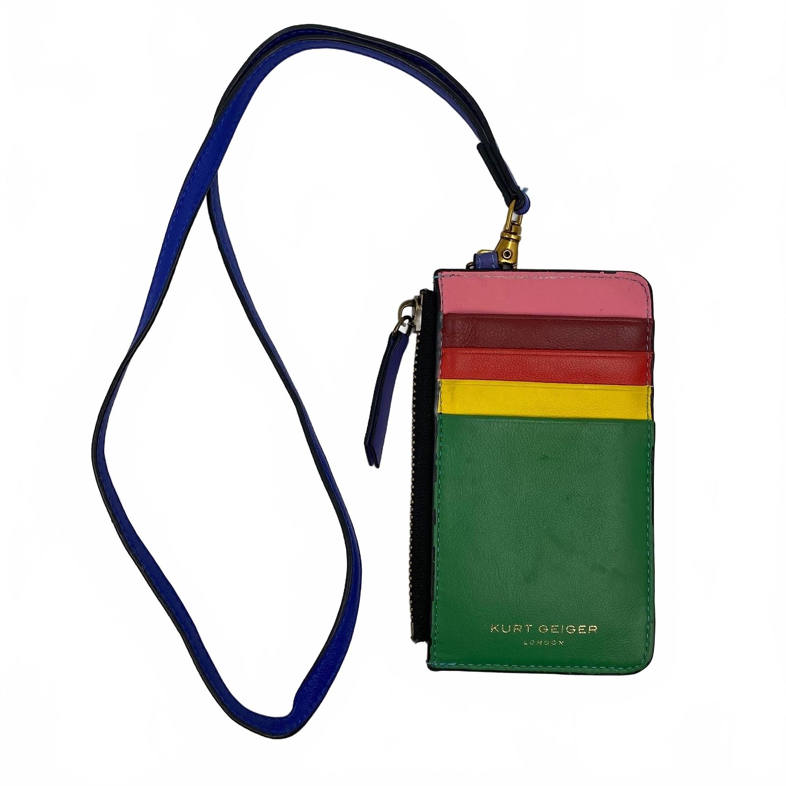 Kurt Geiger Blue Green Rainbow Card Holder Wristlet