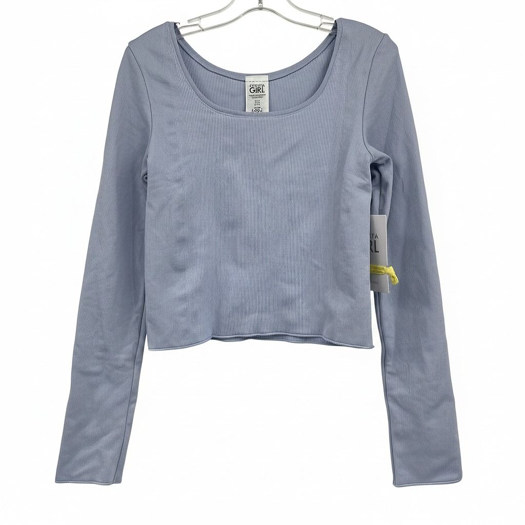 Athleta Blue Rise Above Rib Shimmer Long Sleeve Top