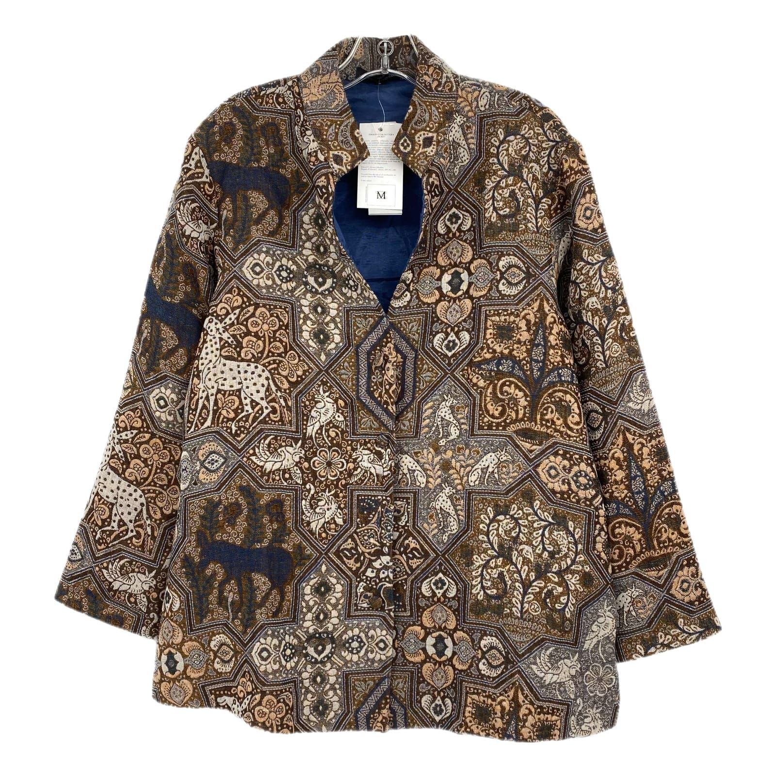Jess & Jane Brown Blue Metropolitan Museum of Art Persian Star Tapestry Jacket