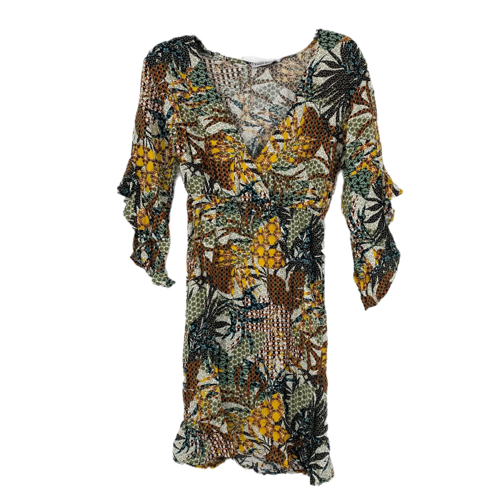 Velvet Torch White & Yellow Long Sleeve Sundress