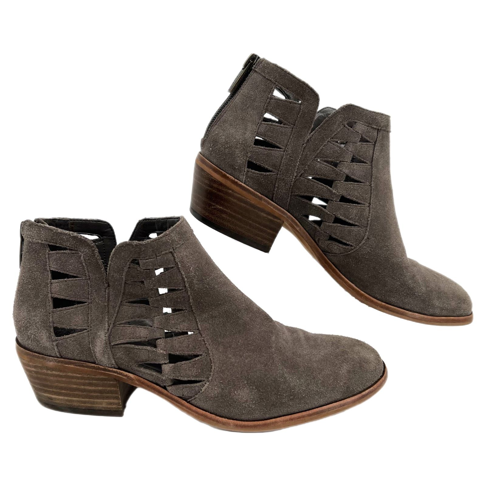 Vince Camuto Gray Suede Cut Out Ankle Booties