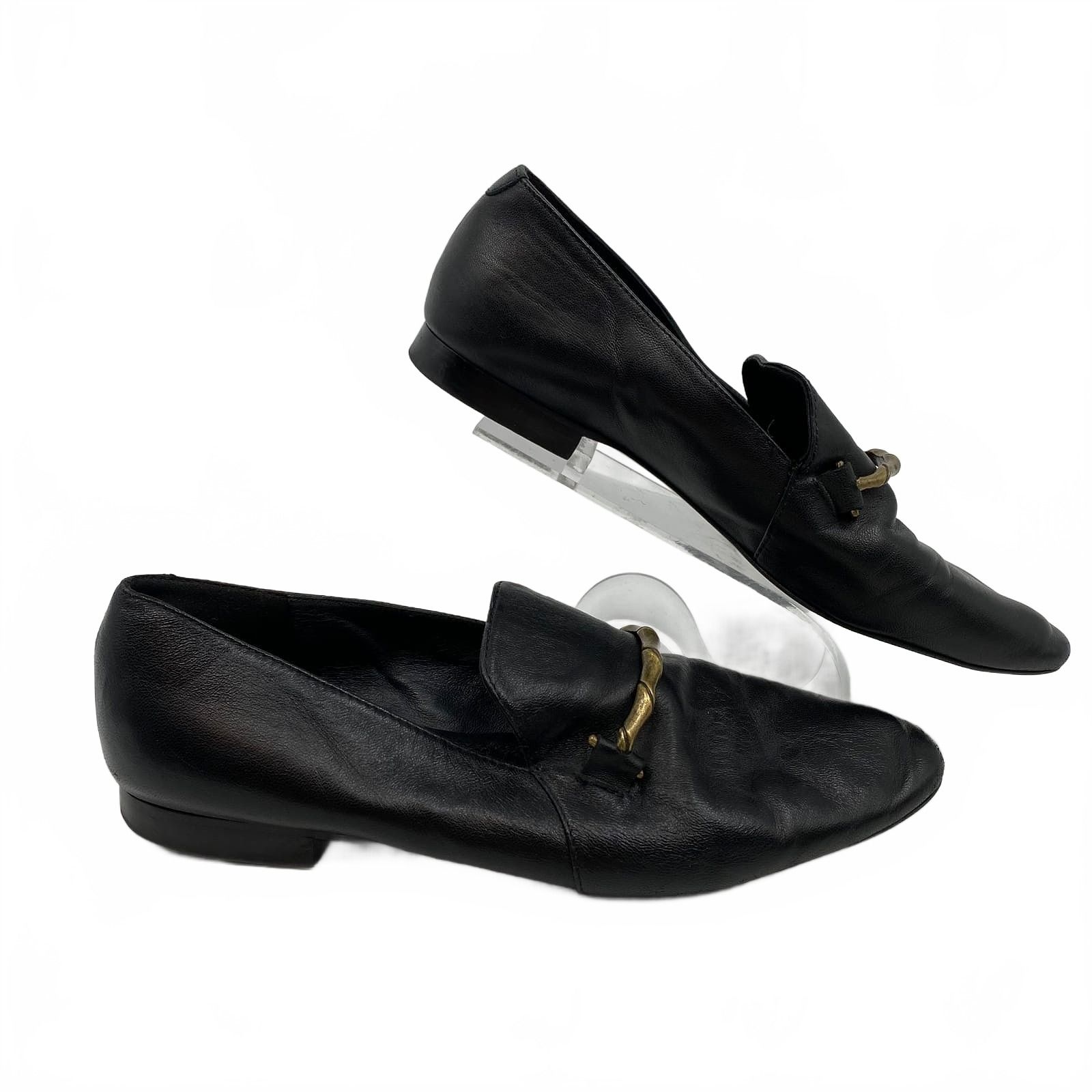 Massimo Dutti Black Soft Leather Loafers