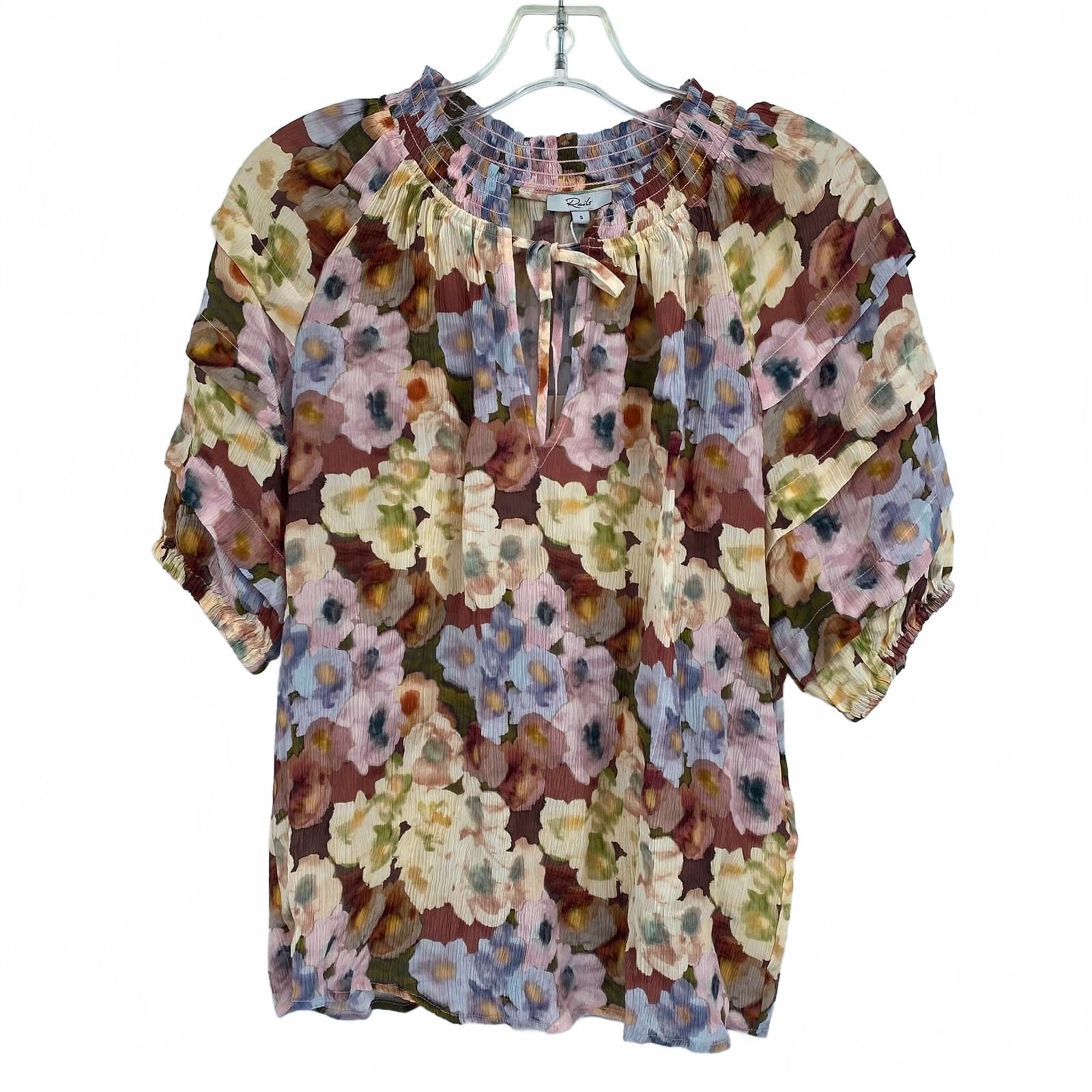 Rails Blue Brown Floral Blouse