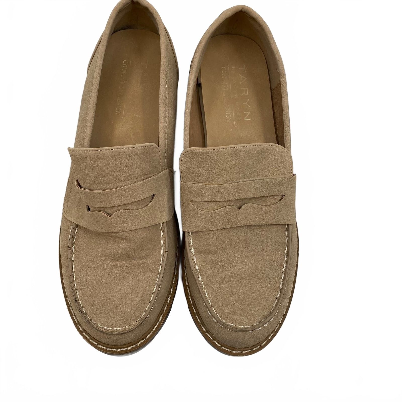 Taryn Rose Beige Suede Penny Loafers