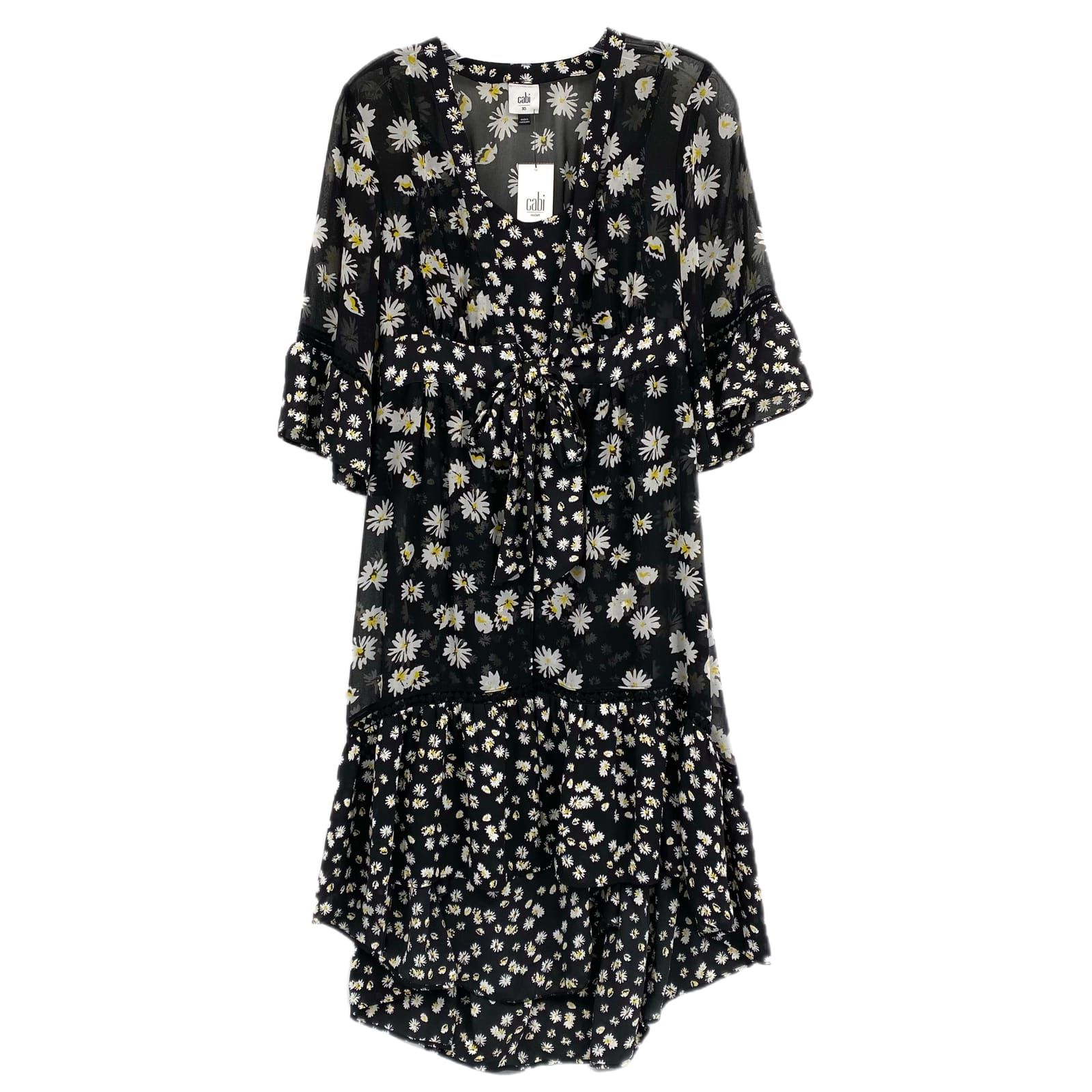 CAbi Black Daisy Duet Floral Mini Dress