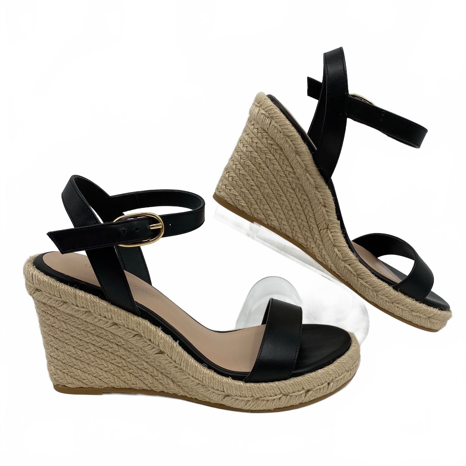 Stuart Weitzman Black Teddi Jute Wedges