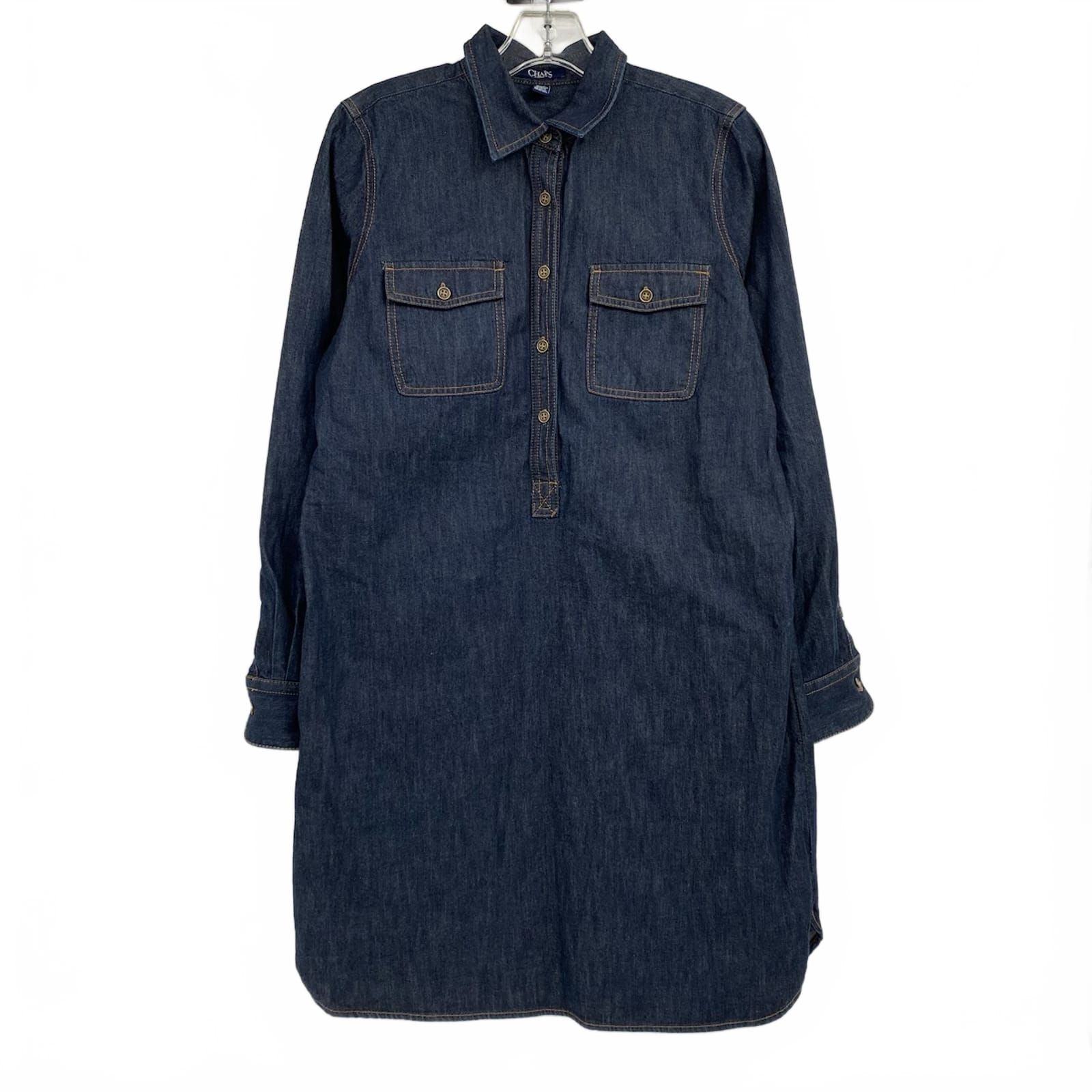 Chaps Blue Denim Long Sleeve Mini Dress